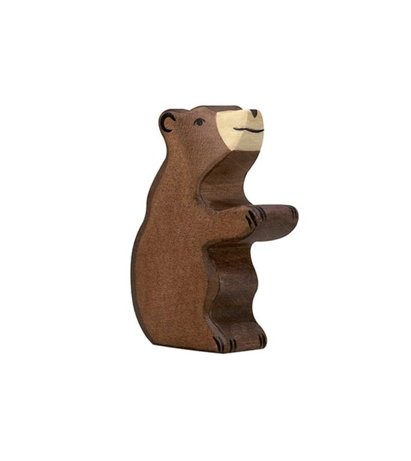 Holztiger Wooden Sitting Bear Cub - Handcrafted Wooden Animal Toy for Kids, Nursery Decor & Waldorf Play - Perfect for Storytelling, Gifts & Montessori Learning