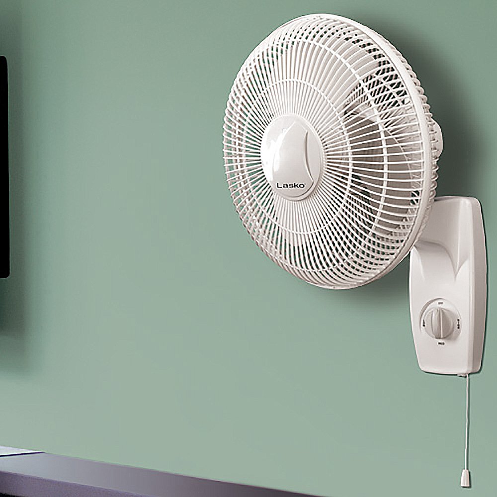 Lasko 3012 12-Inch Wall Mount Fan with Adjustable Tilt - Quiet Cooling for Bedroom, Office & Garage - White