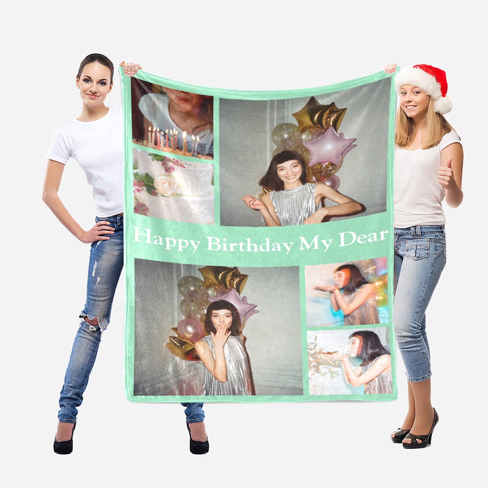 Custom Photo Throw Blanket for Women - Personalized Birthday & Christmas Gift with 6 Photos, 40x60 Inch - Cozy Home Decor for Living Room, Bedroom & Gifts