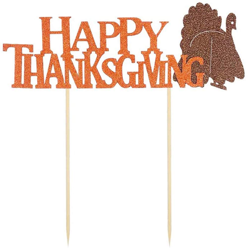 Happy Thanksgiving Cake Topper Set - 5Pcs Fall Themed Cake Decorations with Cake Picks for Thanksgiving Party Supplies | Perfect for Thanksgiving Desserts, Holiday Baking, and Autumn Themed Celebrations