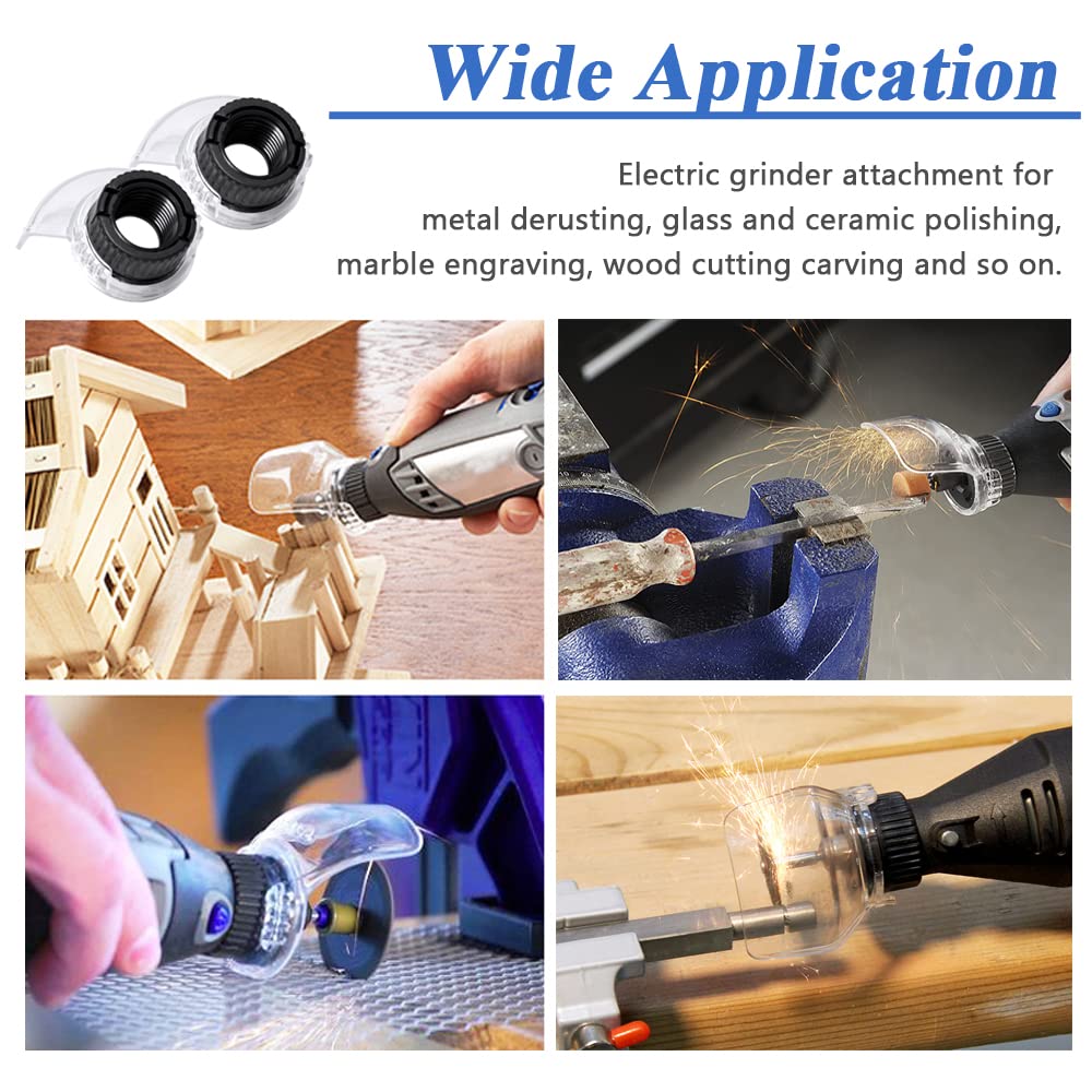 4-Piece Rotary Tool Shield Set - Safety Protective Cover Guard Case for Electric Grinders & Drills - Metal Polishing, Cutting & Engraving Accessories Kit - Perfect for DIY Projects & Professional Metalworking