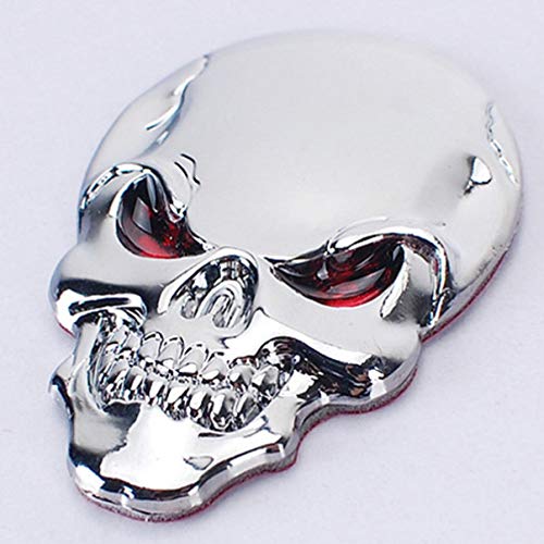 Skull Metal Car Decal - Silver Car Badge & Sticker for Vehicles, Motorcycles & Trucks | Durable Auto Emblem for Gothic Style & Biker Lovers
