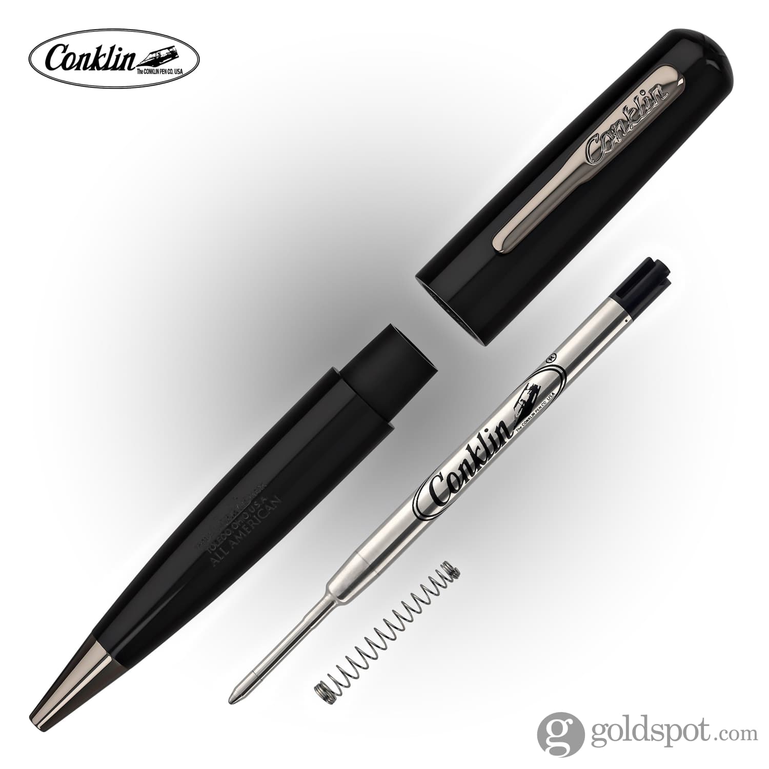 Conklin All American Ballpoint Pen - Premium Raven Black Ink Pen for Writing, Signing & Gifting - Ideal for Office, Business & Everyday Use