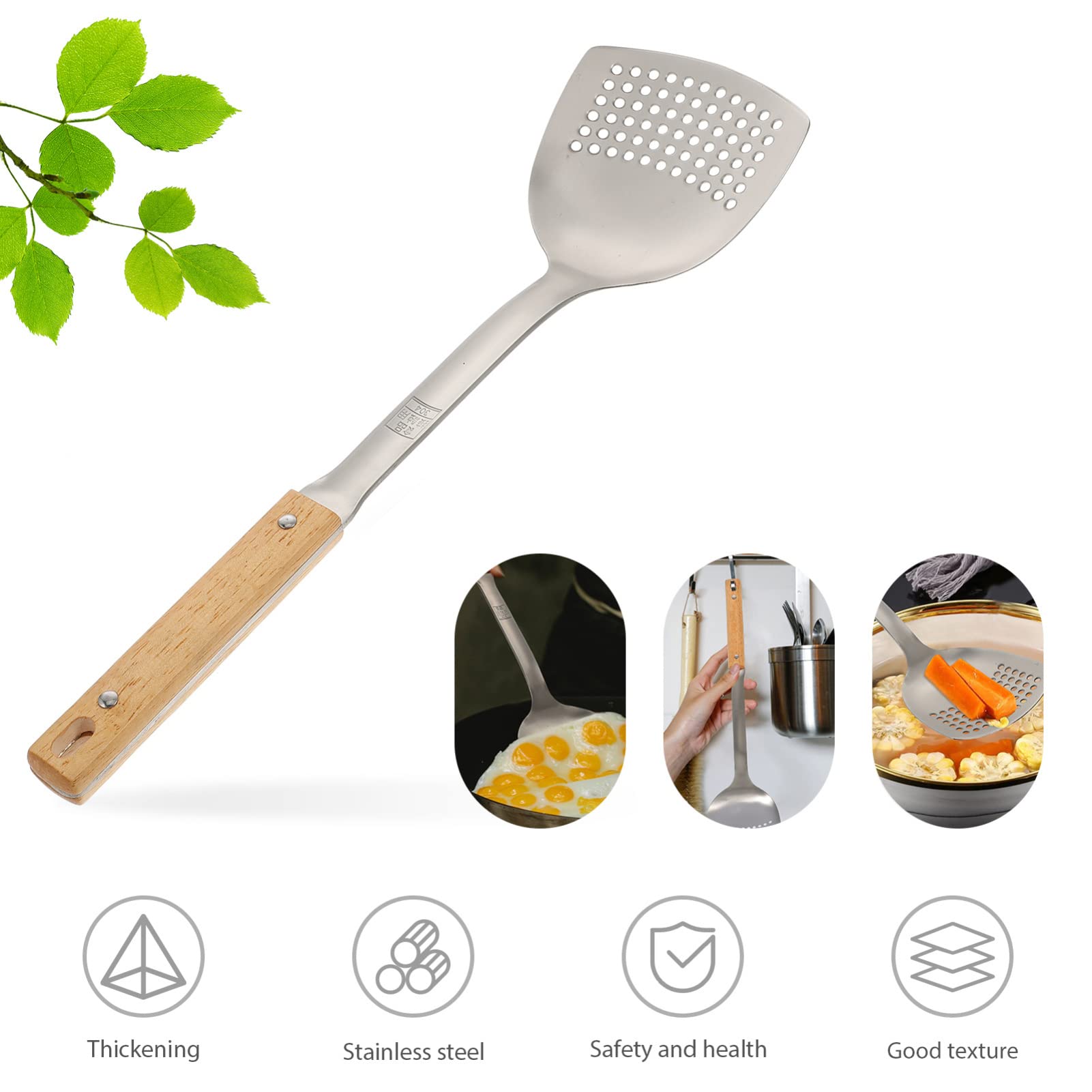 Premium Stainless Steel Spatula - Non-Stick Stir Fry Shovel for Cooking, Heavy Duty Kitchen Utensil with Ergonomic Handle - Perfect for Flipping Pancakes, Stir-Frying, and Sauteing in Home Kitchens