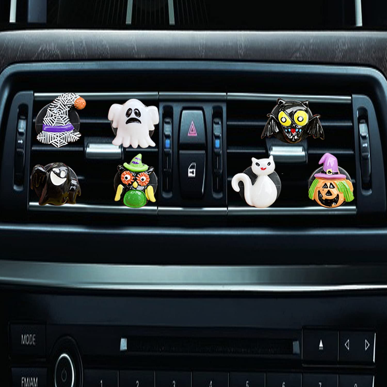 7Pcs Ghost Car Air Freshener Vent Clips - Cute Halloween Car Diffuser with Adjustable Aroma Intensity - Perfect Car Interior Accessories for Women & Men - Ideal for Daily Commute, Road Trips and Office Cars
