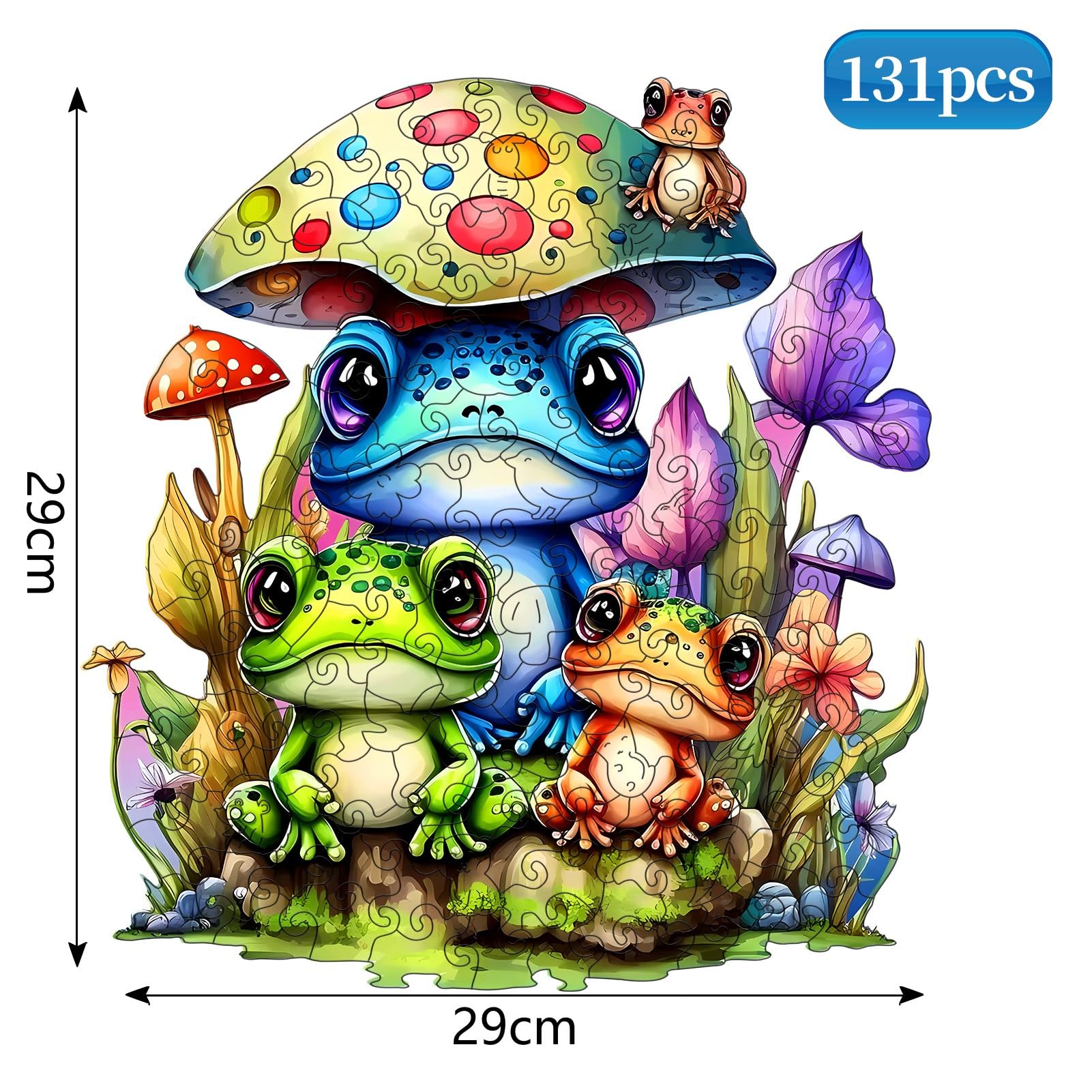 Unique Wooden Animal Puzzles for Adults - 131pcs Handcrafted Wooden Jigsaw Puzzle with Gift Box (29 x 29cm) - Perfect for Stress Relief, Family Game Night & Home Decor