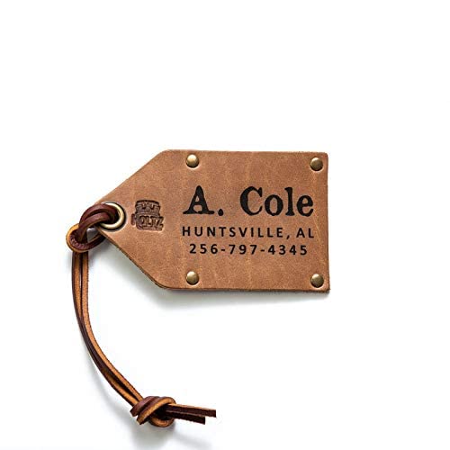 Handmade Laser Engraved Genuine Leather Luggage Tag by Holtz - Personalized Travel Accessory for Suitcases & Bags - Perfect Gift for Frequent Travelers & Business Trips