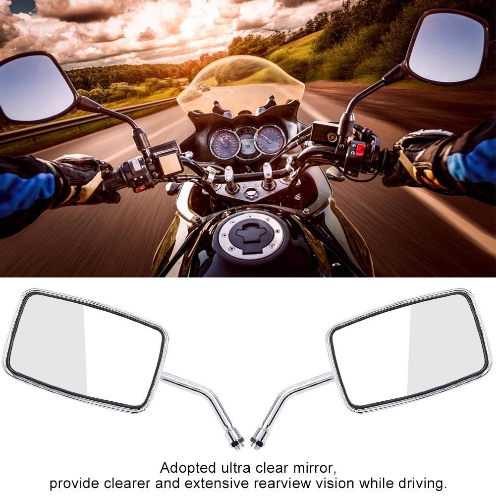 Universal 10MM Motorcycle Mirrors - 2Pcs Chrome Rearview for Cruisers & Bikes