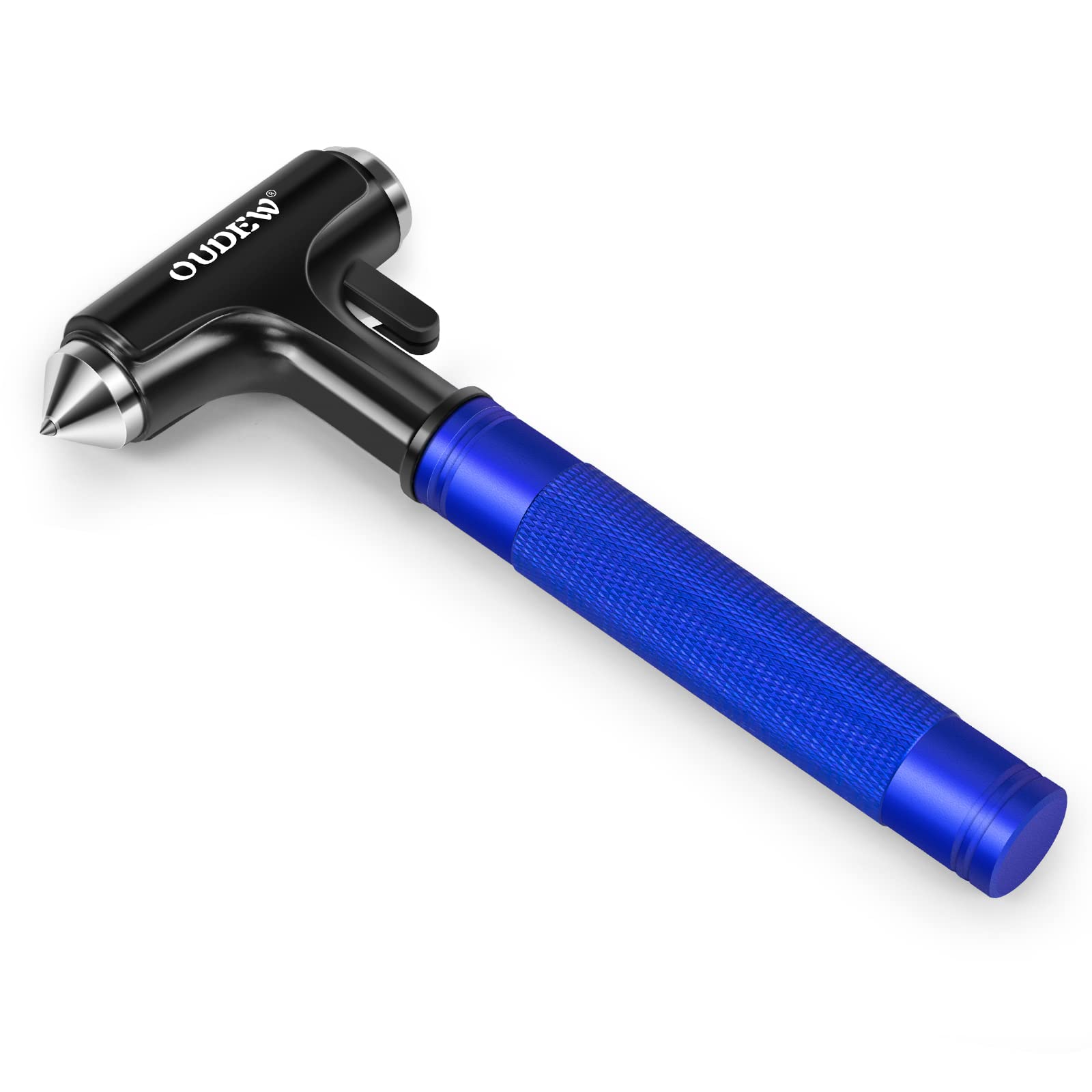 OUDEW Car Safety Hammer with Glass Breaker & Seat Belt Cutter - Emergency Escape Tool for Vehicle Accidents - Metal Window Breaker for Cars, Trucks & SUVs - Perfect for Roadside Emergencies & Vehicle Safety (Blue)