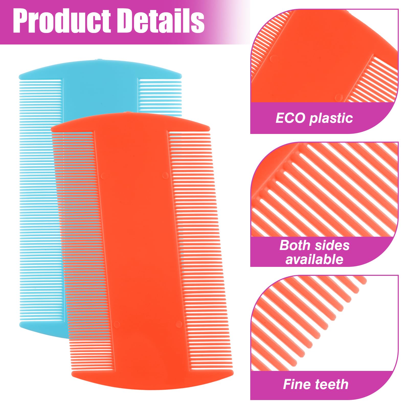 14 Pack Double Sided Fine Tooth Flea Comb for Dogs & Cats - Plastic Pet Lice Comb for Healthy Skin & Soft Fur - Multi-color Pet Grooming Kit for Flea Removal & Coat Care at Home