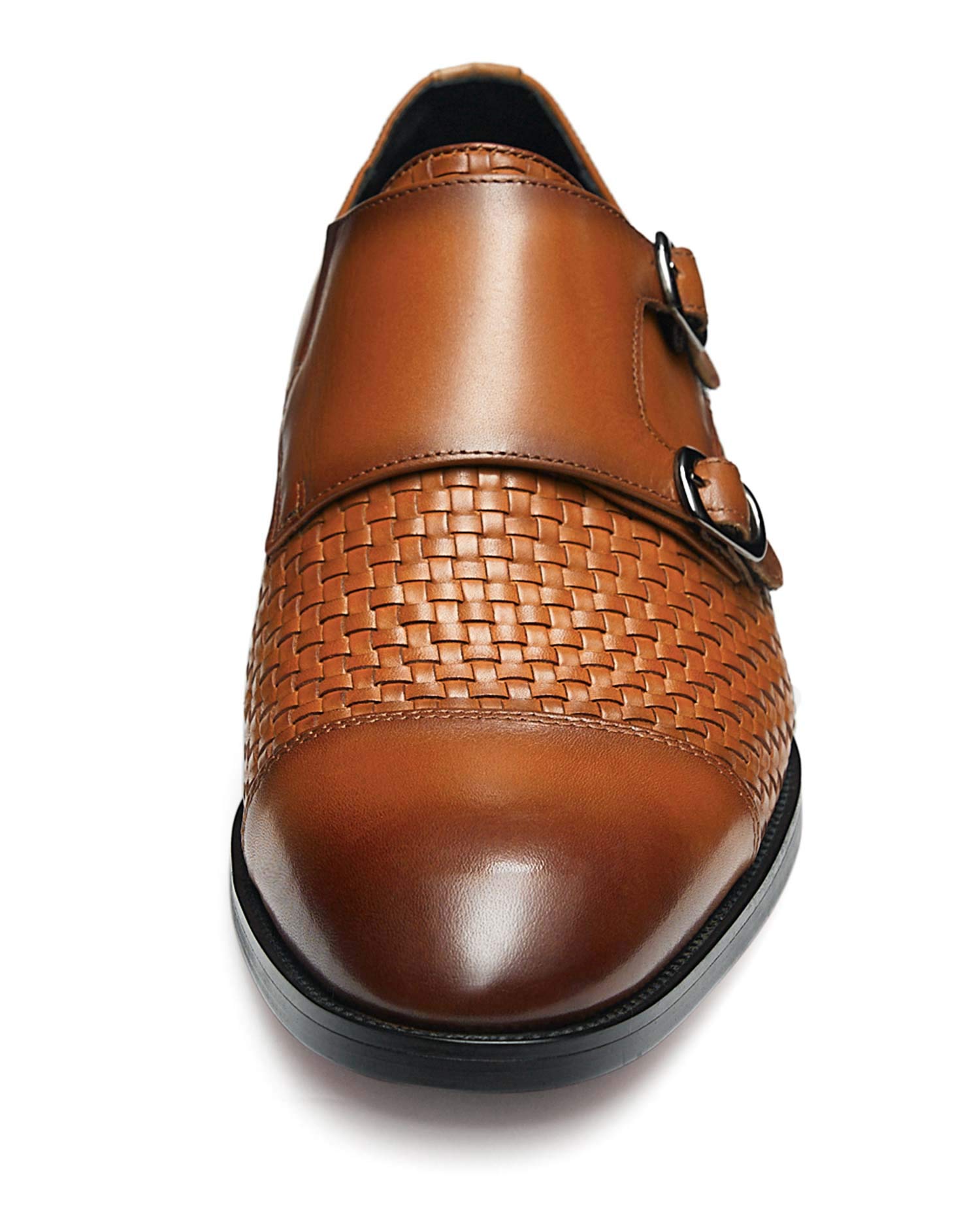 FRASOICUS Men's Genuine Leather Monk Strap Dress Shoes - Slip-On Formal Shoes for Business, Wedding & Office Wear - Comfortable & Stylish Men's Dress Footwear