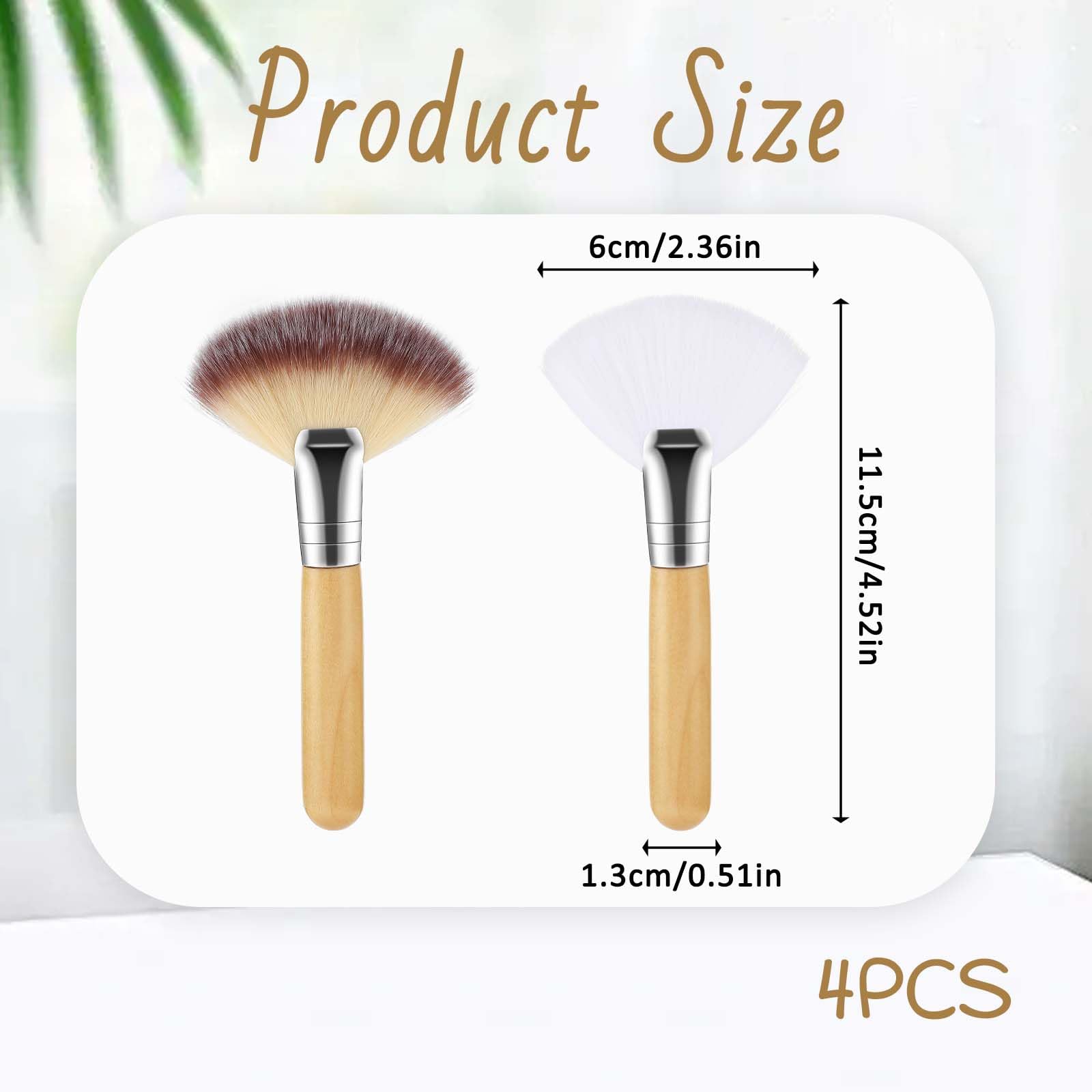 4 Pack Soft Fan Makeup Brushes - Highlighter & Blush for Women | Perfect for Facials & Powder Application