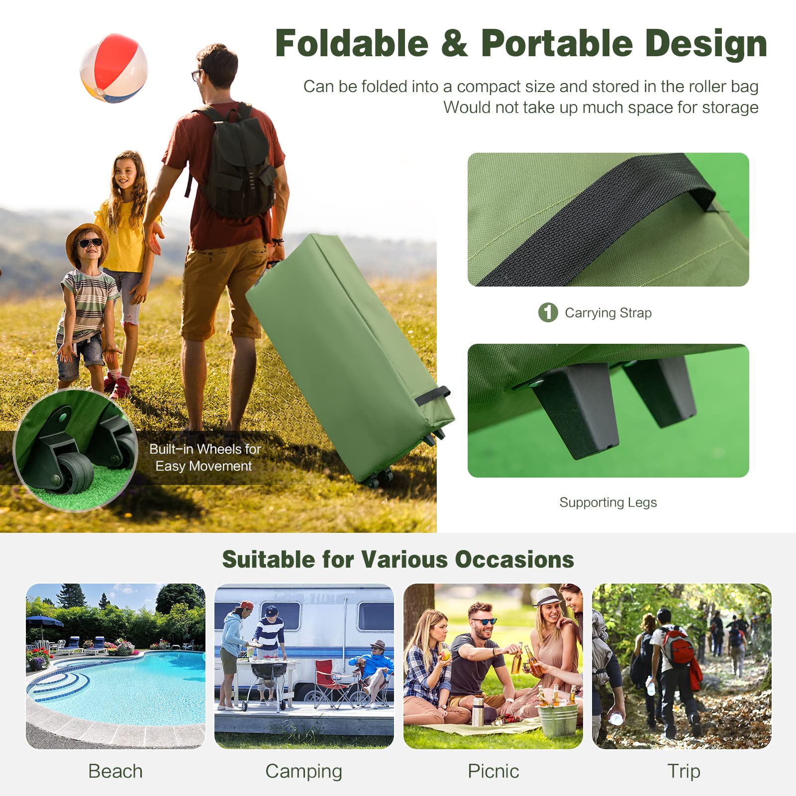 Moccha Folding Camping Tent Cot with Sleeping Bag & Air Mattress - Elevated Portable Outdoor Sleeping System for Camping, Hiking, Backpacking & Picnic - Includes Carry Bag for Easy Transport