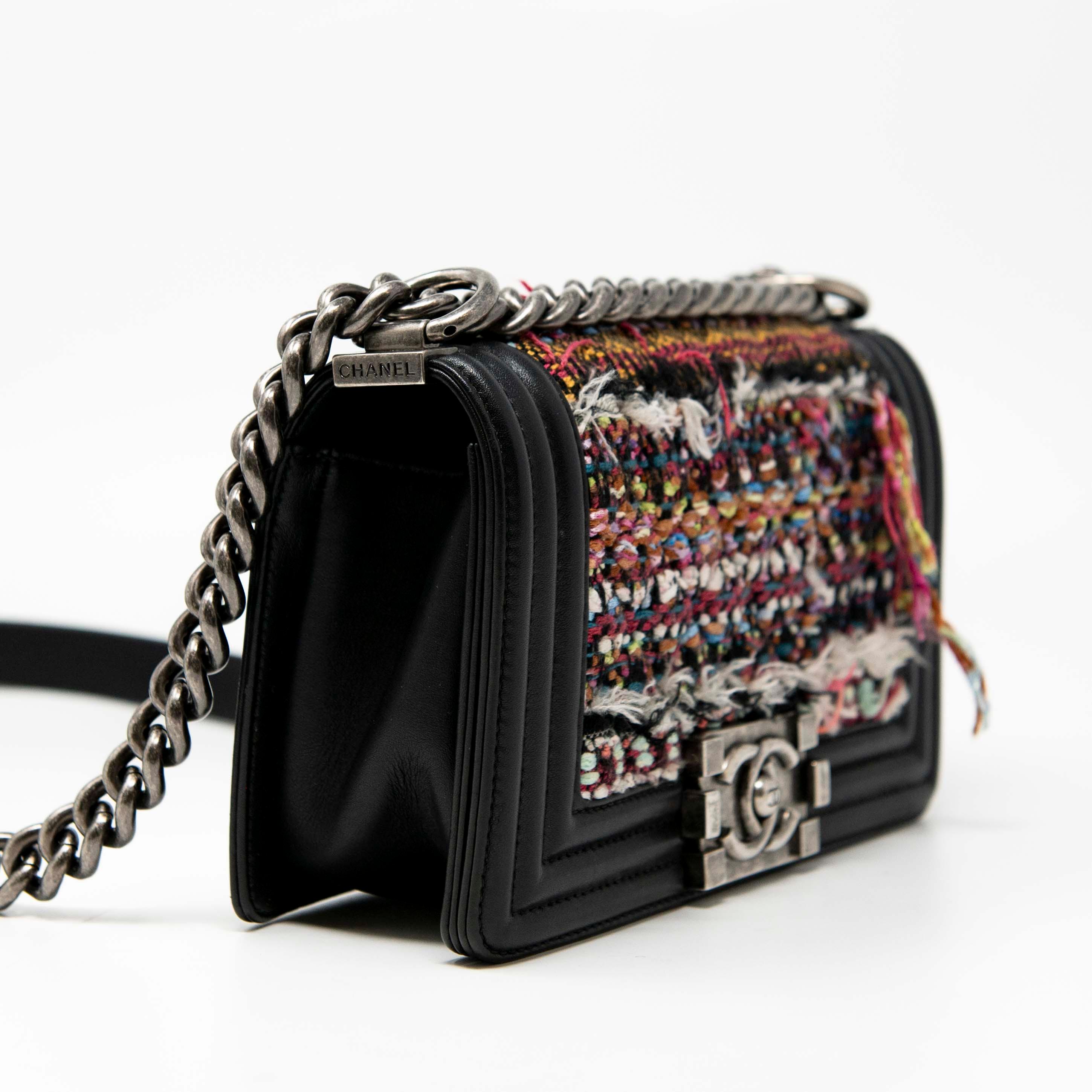 Chanel Multicolour Tweed Small Boy Bag - Luxury Designer Handbag for Women | Perfect for Parties, Weddings & Special Occasions
