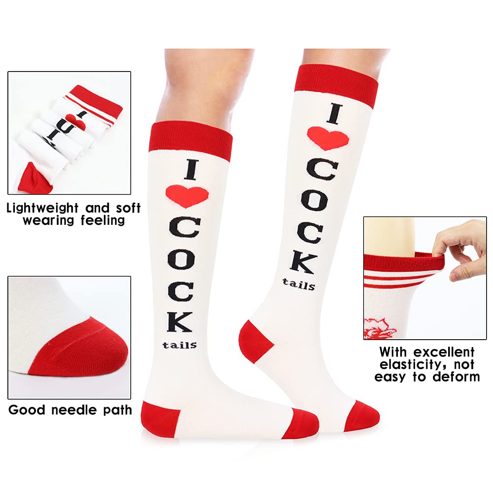 Funny Cocktail Socks - I Love Cocktails Knee-High Party Stockings | Novelty Gag Gifts for Christmas, White Elephant Exchange | Perfect for Cocktail Parties, Bar Hopping & Gift Giving