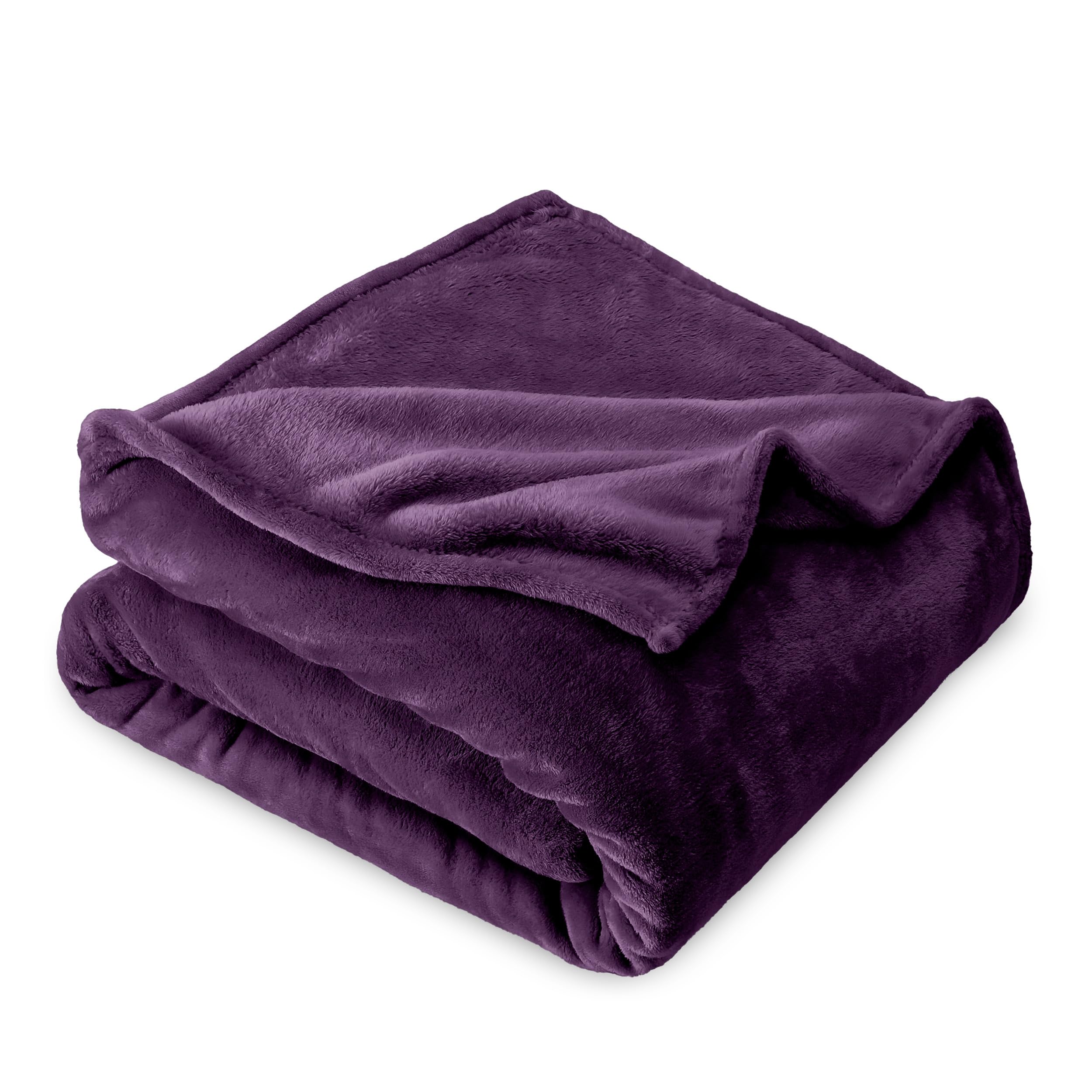 Bare Home Fleece Microplush Blanket - Ultra Soft Full/Queen Size Throw for Bed, Sofa & Travel - Lightweight Warm Blanket for Movie Nights, Camping & Home Decor (Plum Color) - Cozy Comfort for Winter, Gifts & Relaxation
