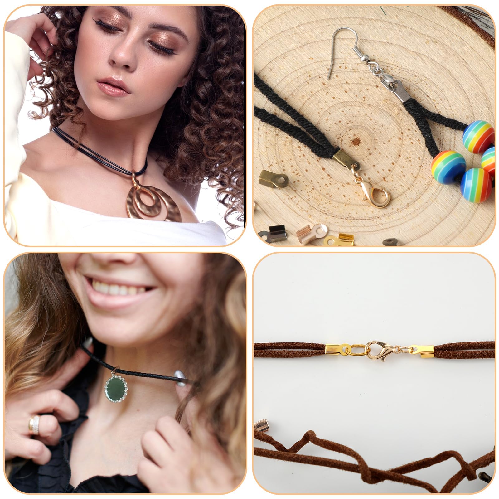 1000 PCS Jewelry Making End Caps - Leather Cord Crimp Tips, Fold-Over Bracelet Ends for DIY Necklace & Craft Projects | Perfect for Beading, Scrapbooking & Handmade Jewelry Designs