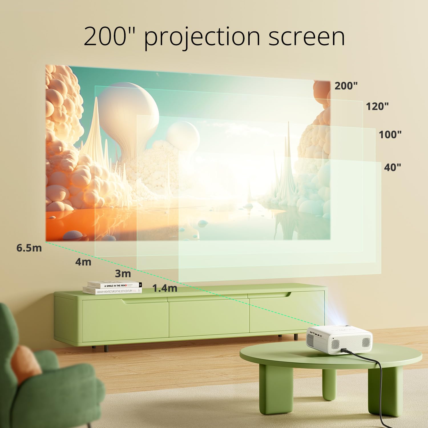 YOTON Y6 4K Mini Projector with Bluetooth 5.2 - 18000 Lumens Full HD 1080P Home Theater Movie Projector - 200