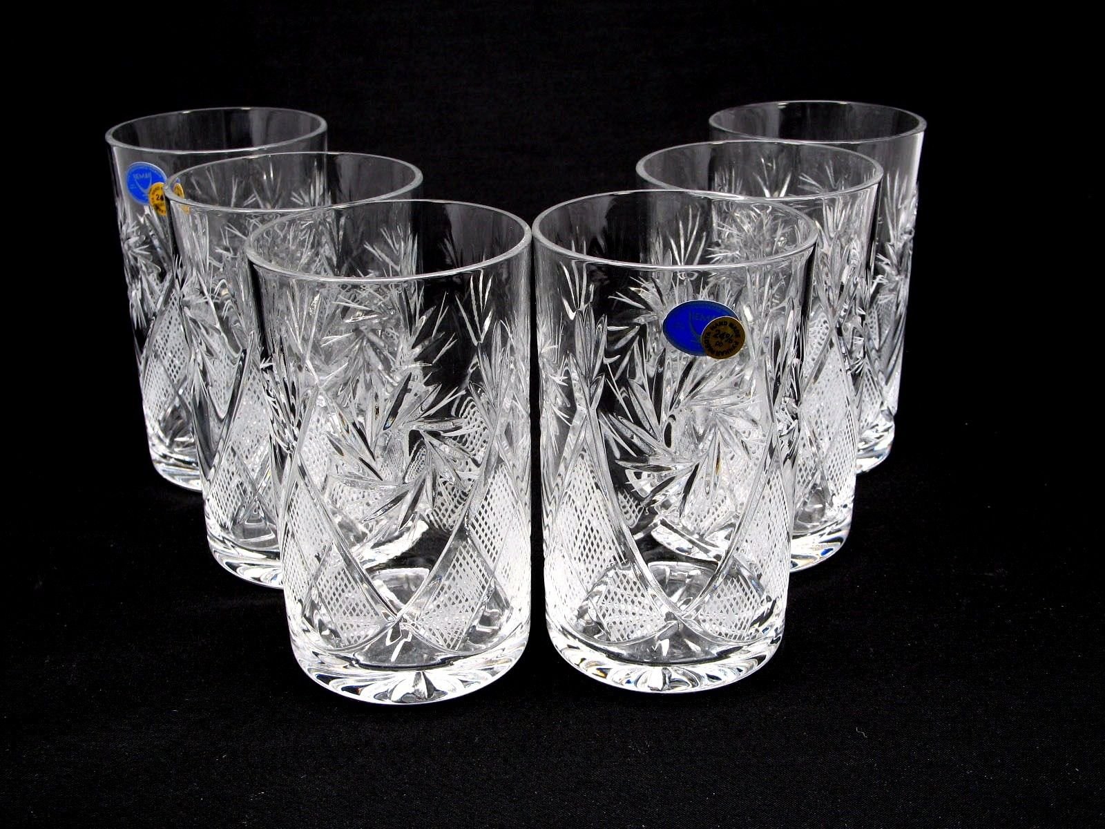 Russian Cut Crystal Tempered Glasses Set of 6 - Vintage USSR Glassware for Tea & Coffee | Fits Metal Podstakannik Holder | Heat & Cold Resistant Drinkware for Home, Restaurant & Gift Use