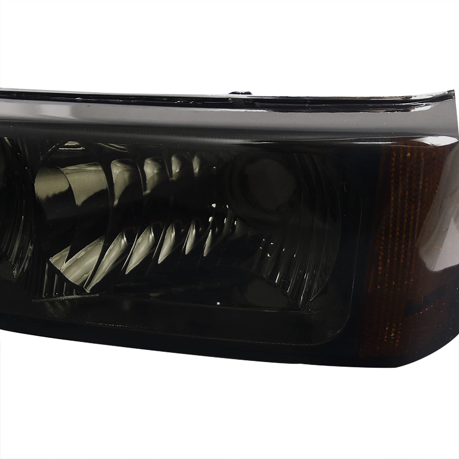 Spec-D Tuning LED Halo Glossy Black Projector Headlights with Clear Bumper Lamps - Compatible with Chevy Silverado (Left & Right Pair) | Upgrade Your Truck's Style & Night Visibility for Off-Roading & City Driving