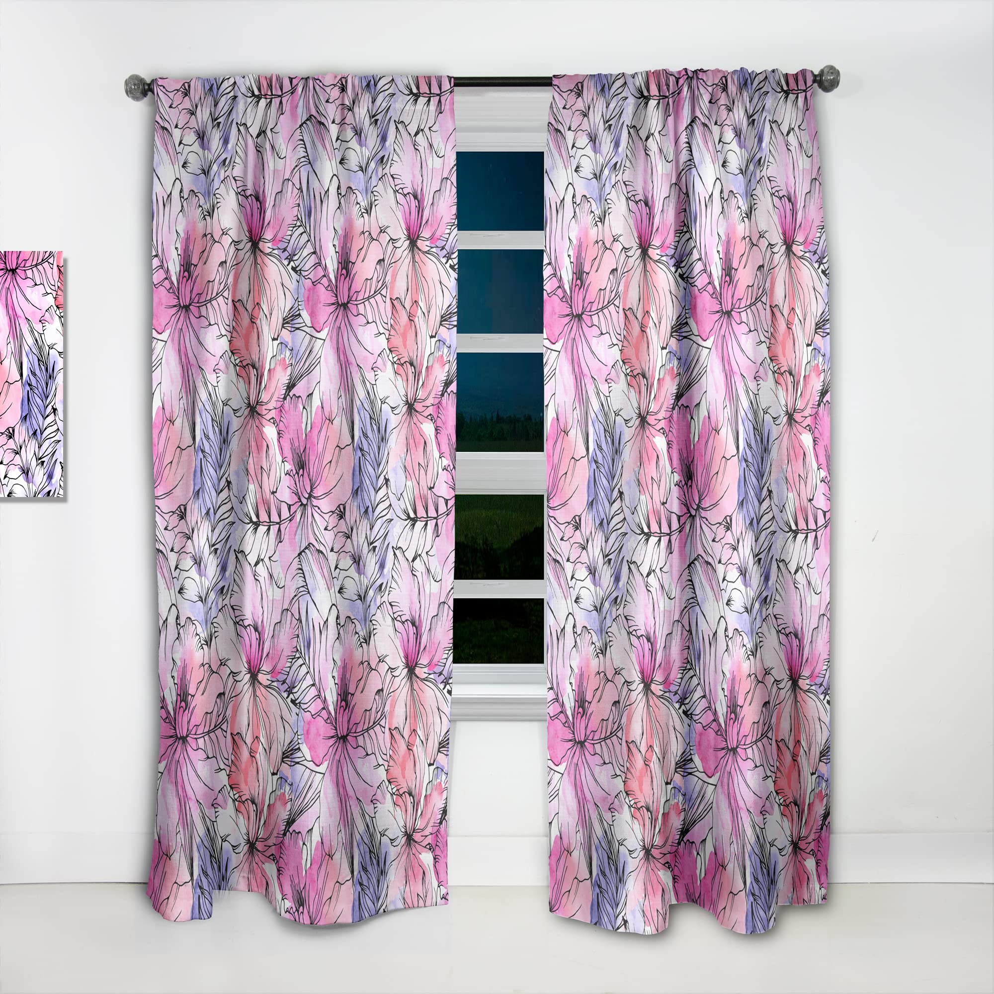 Floral Pattern Thermal Insulated Curtains for Bedroom & Living Room - 52x108 Single Panel Window Drapes - Perfect for Home Decor, Privacy & Energy Efficiency