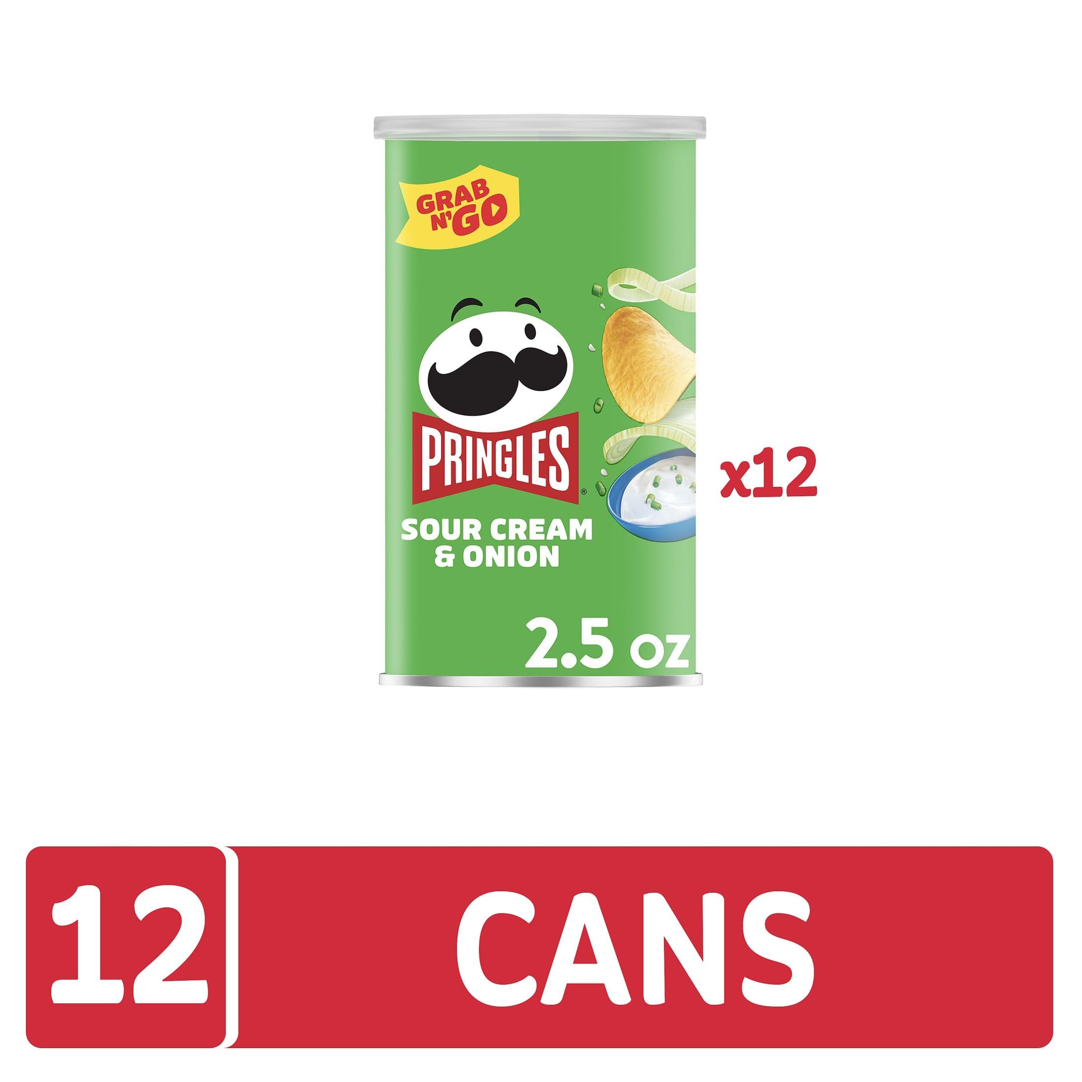 **Pringles Sour Cream & Onion Potato Crisps - 12 Pack | Crunchy Snacks for Lunch, Office, Kids & On-the-Go | Perfect for Parties, School Lunches & Road Trips**