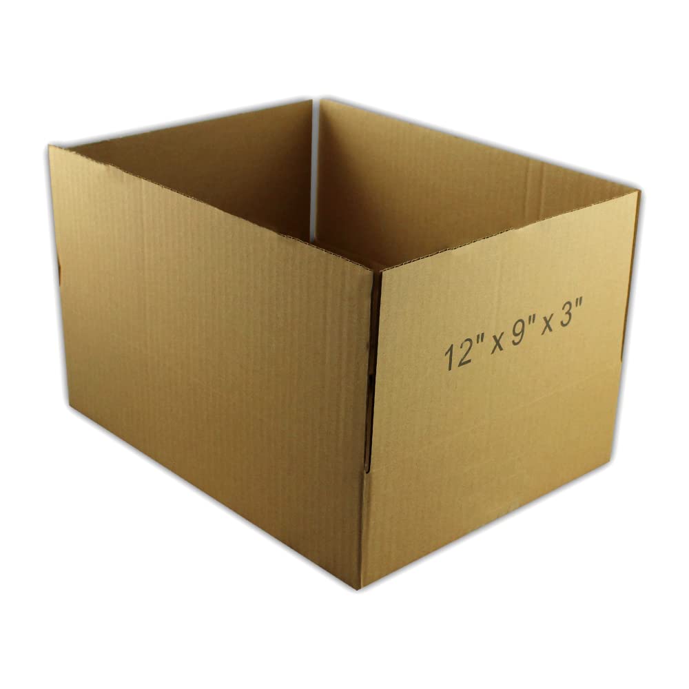 EcoSwift 12x9x3 Inches Corrugated Cardboard Shipping Box - Durable Moving & Mailing Carton for Packing, Storage & Ecommerce Shipping | Perfect for Home, Office & Small Business Use