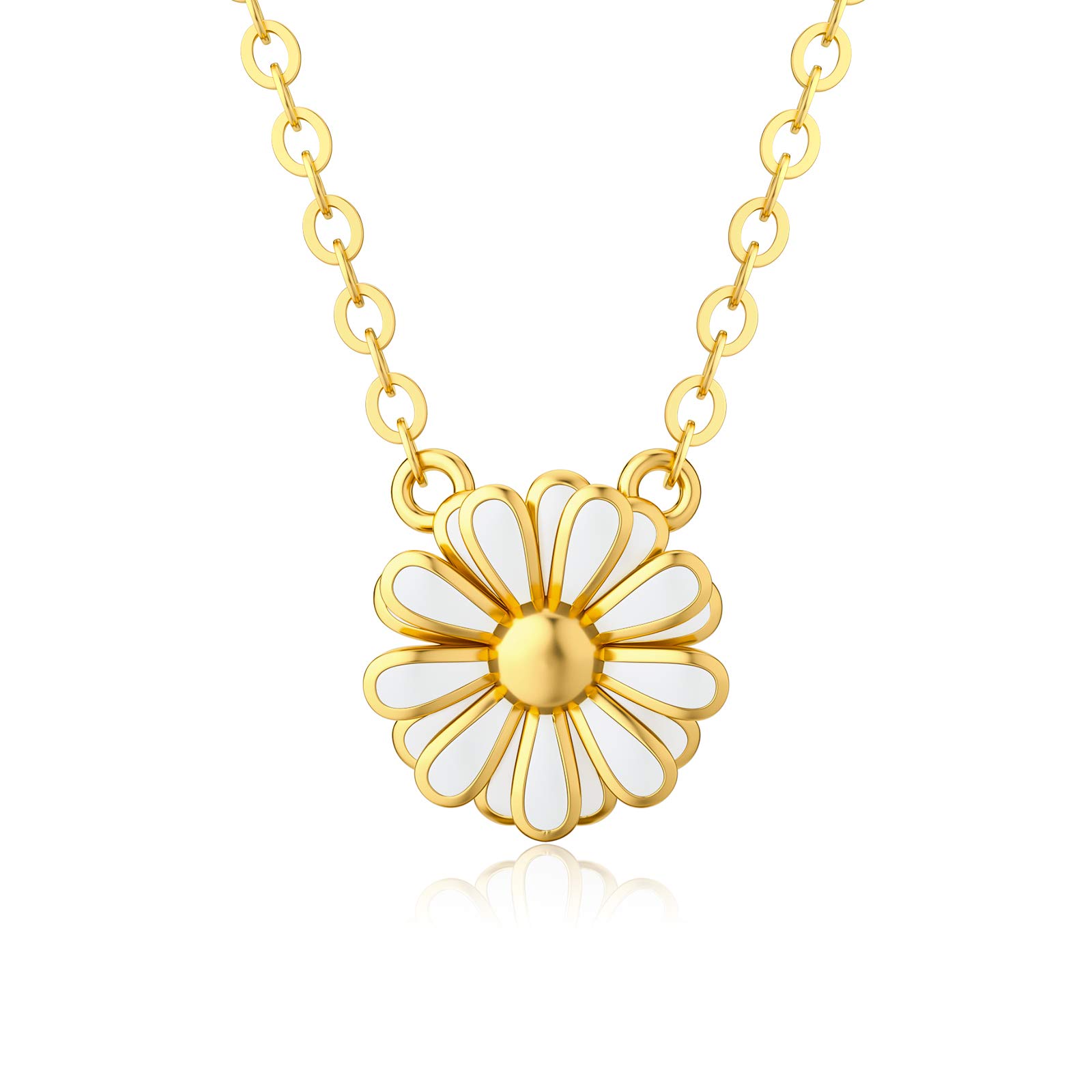 14K Solid Gold Flower Pendant Necklace for Women - Elegant Floral Jewelry Gift for Wife, Mother, Girlfriend - Perfect for Birthday, Anniversary, Mother's Day - Everyday Wear & Special Occasions