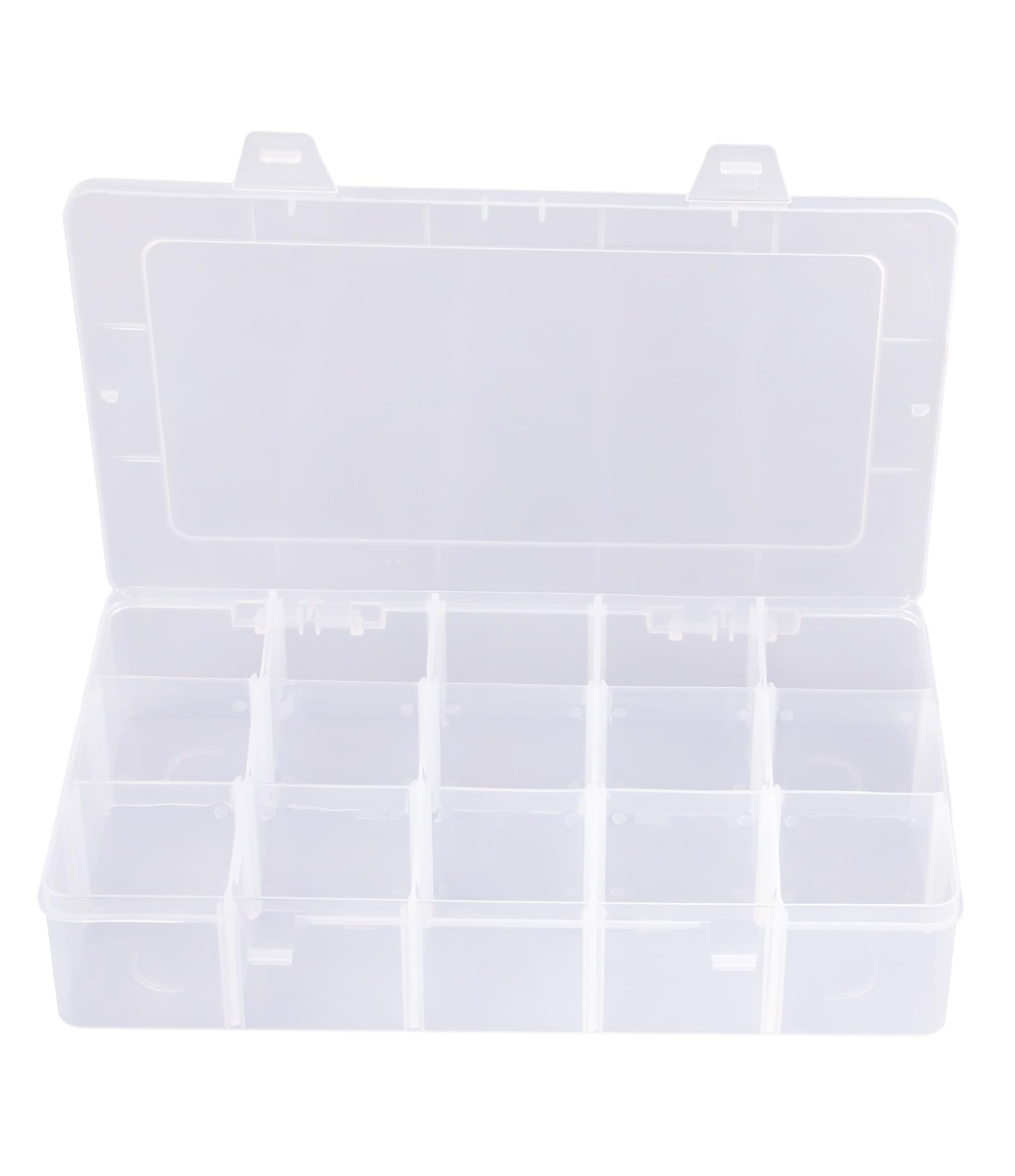 Clear Plastic Tackle Box Organizer with Dividers - 15 Grid for Beads & Snacks