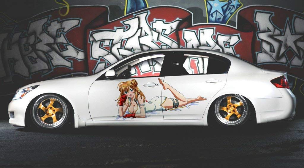 Sexy Anime Girl Vinyl Car Decal - Full Color Manga Sticker for Side Window & Body - Perfect for Car Enthusiasts & Anime Fans