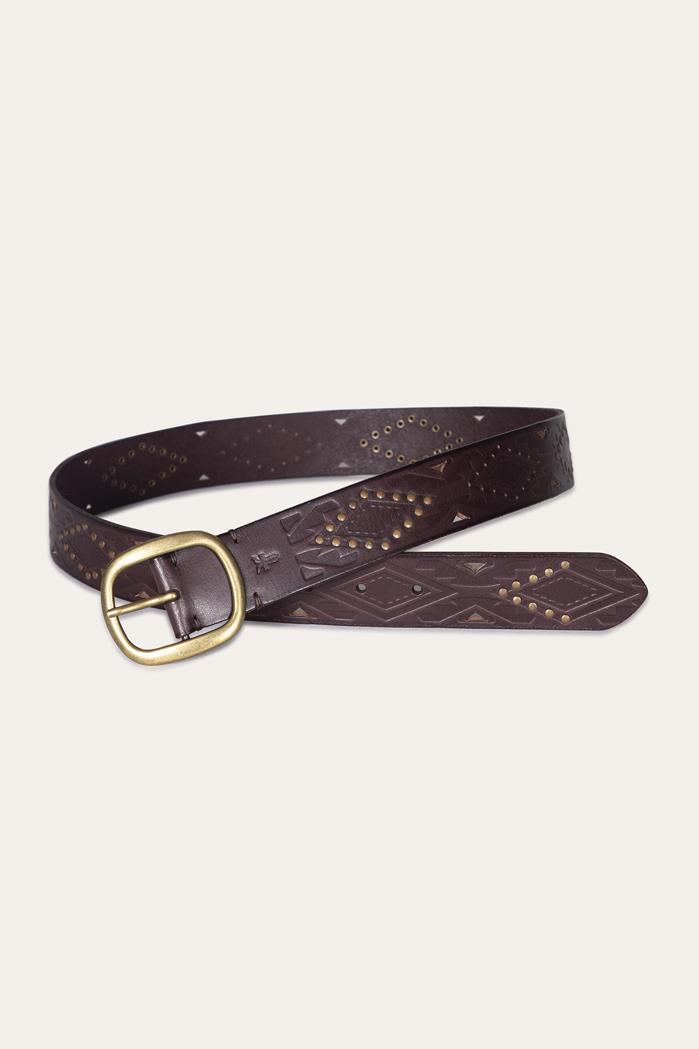 38mm Western Style Belt for Men - Southwestern Embossed Leather Belt with Perforated Design & Stud Accents | Perfect for Cowboy Boots, Jeans & Western Fashion Outfits
