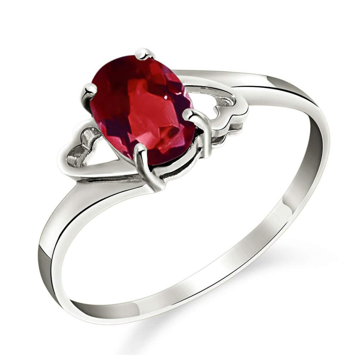 14K White Gold Oval Natural Garnet Ring for Women - Elegant Jewelry Gift for Anniversary, Birthday & Special Occasions