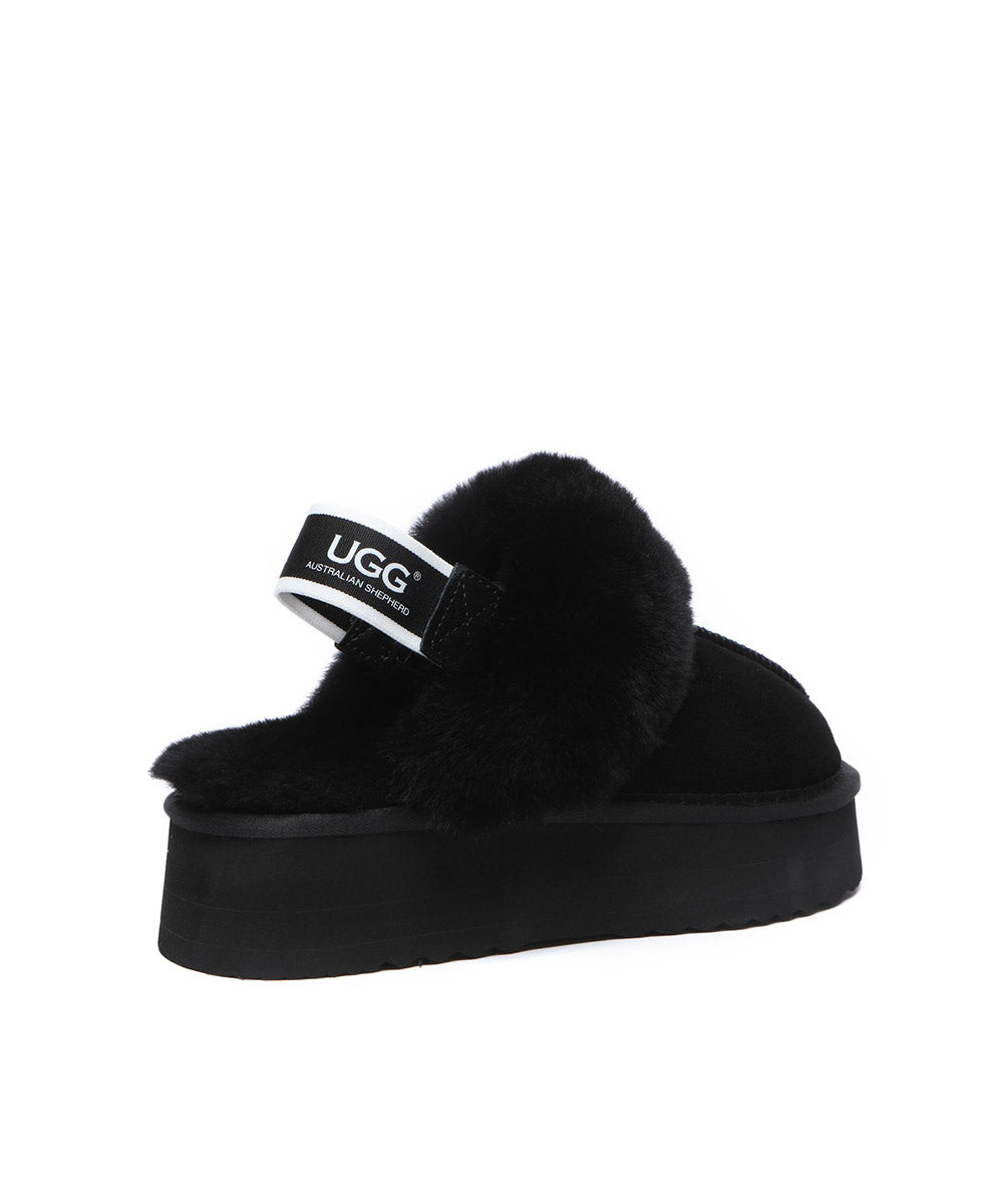 Women's UGG Platform Scuff Slippers - Cozy House Shoes for Indoor & Outdoor Wear - Perfect for Winter, Lounge & Home Comfort