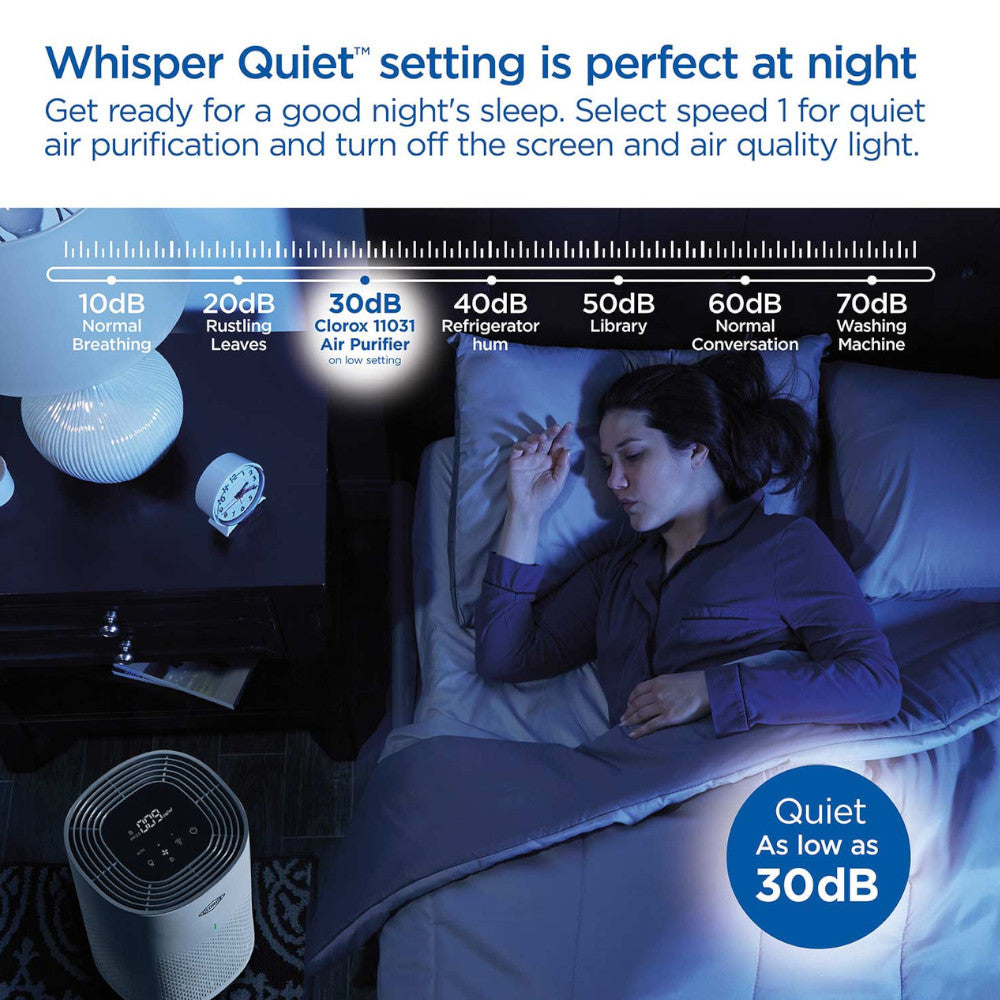 CLOROX 11031 Alexa Smart Medium Room True HEPA Air Purifier - Clean Air for Home, Office & Bedroom - Removes Allergens, Dust & Odors