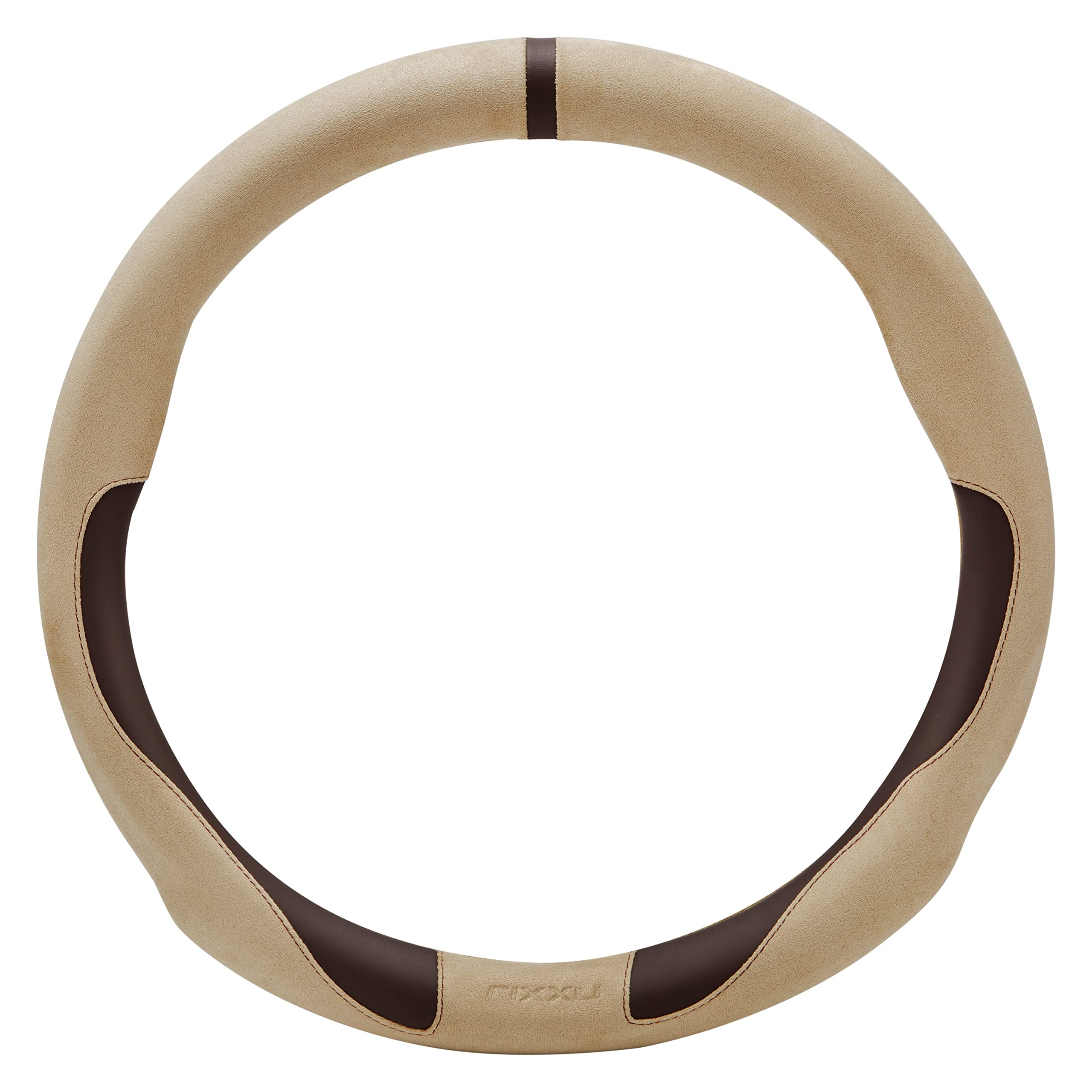 Rixxu SWC-BGCF-SIX SIX-SE Series Beige Coffee Steering Wheel Cover - Universal Fit for Cars, Trucks & SUVs - Non-Slip Grip & Comfort Driving Accessory