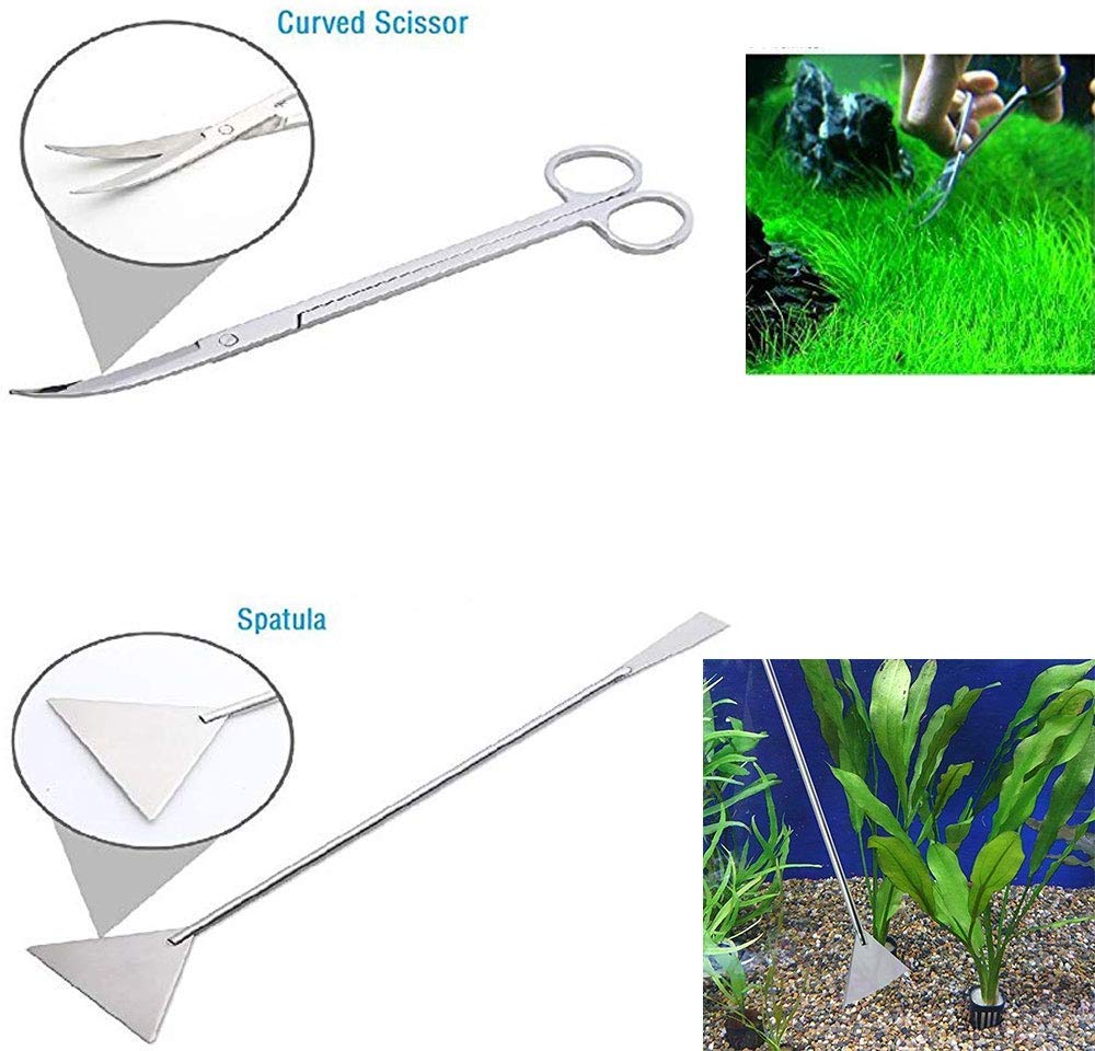 **Signstek 5-in-1 Stainless Steel Aquarium Tool Set – Long Tweezers, Scissors & Spatula for Fish Tank Cleaning, Aquatic Plants, Reptiles & Invertebrates | Perfect for Aquascaping, Terrariums & Pet Care**