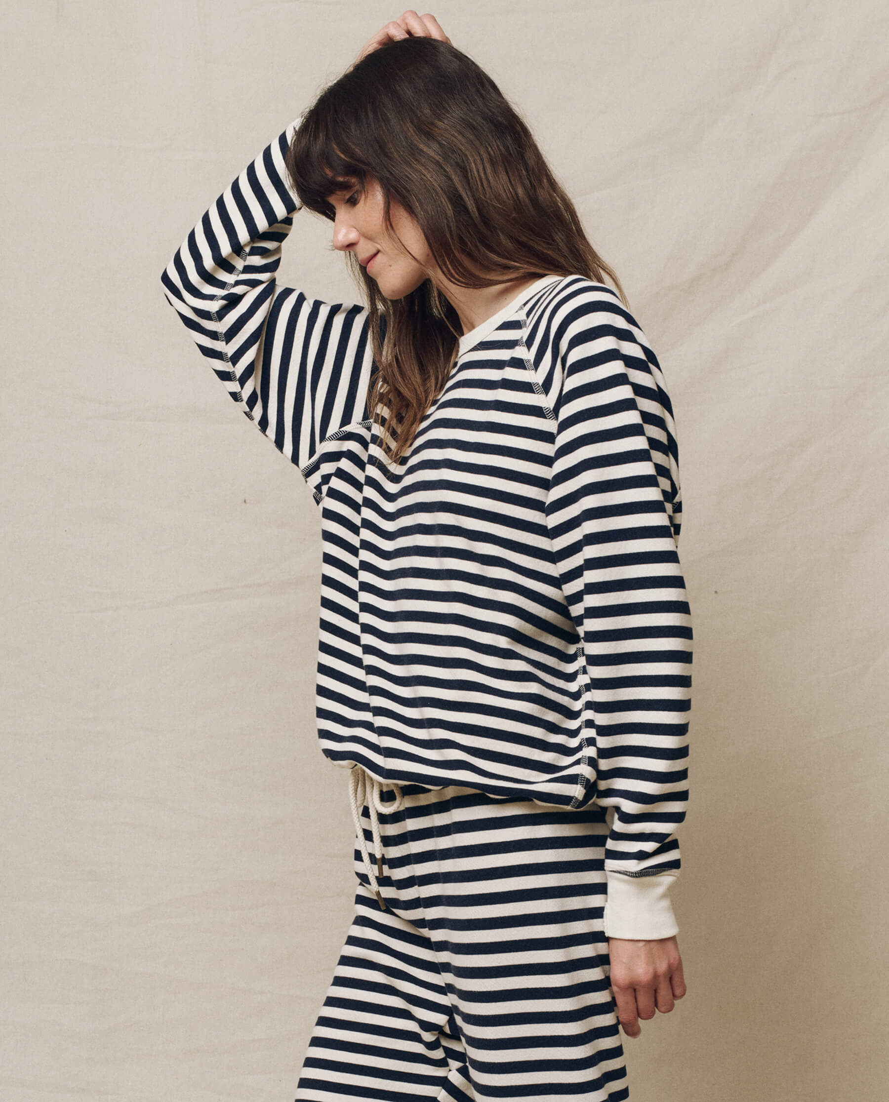 Stylish Navy Sailor Stripe College Sweatshirt - Comfortable Novelty Pullover for Students & Campus Life