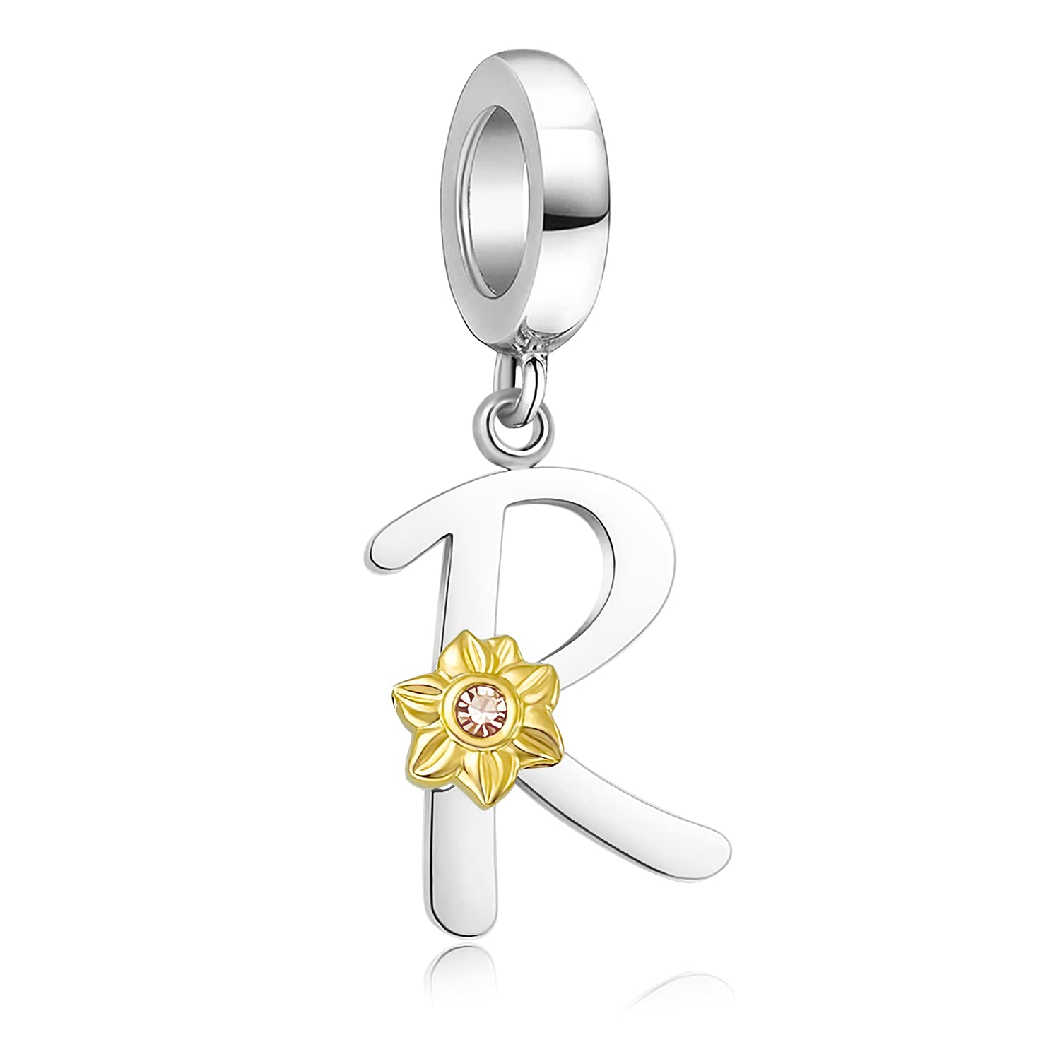 Golden Sunflower Alphabet Dangle Beads - A-Z Letter Charms for Bracelets & Necklaces | Initial Jewelry Gifts for Women & Girls | Birthday, Christmas, Graduation, Party & Everyday Wear Accessories