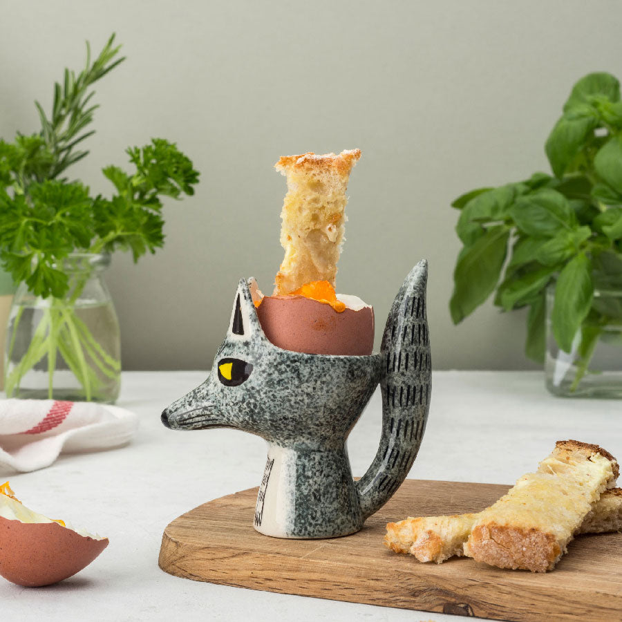 Wolf Egg Cup Holder - Unique Ceramic Egg Holder for Breakfast, Kitchen & Dining Decor - Perfect for Soft Boiled Eggs & Stylish Table Setting