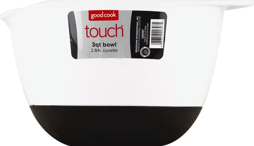 Good Cook Touch Plastic Mixing Bowl Set - 3 Quart (2.8L) Non-Slip Kitchen Mixing Bowls for Baking, Cooking & Food Prep - Dishwasher Safe & Lightweight