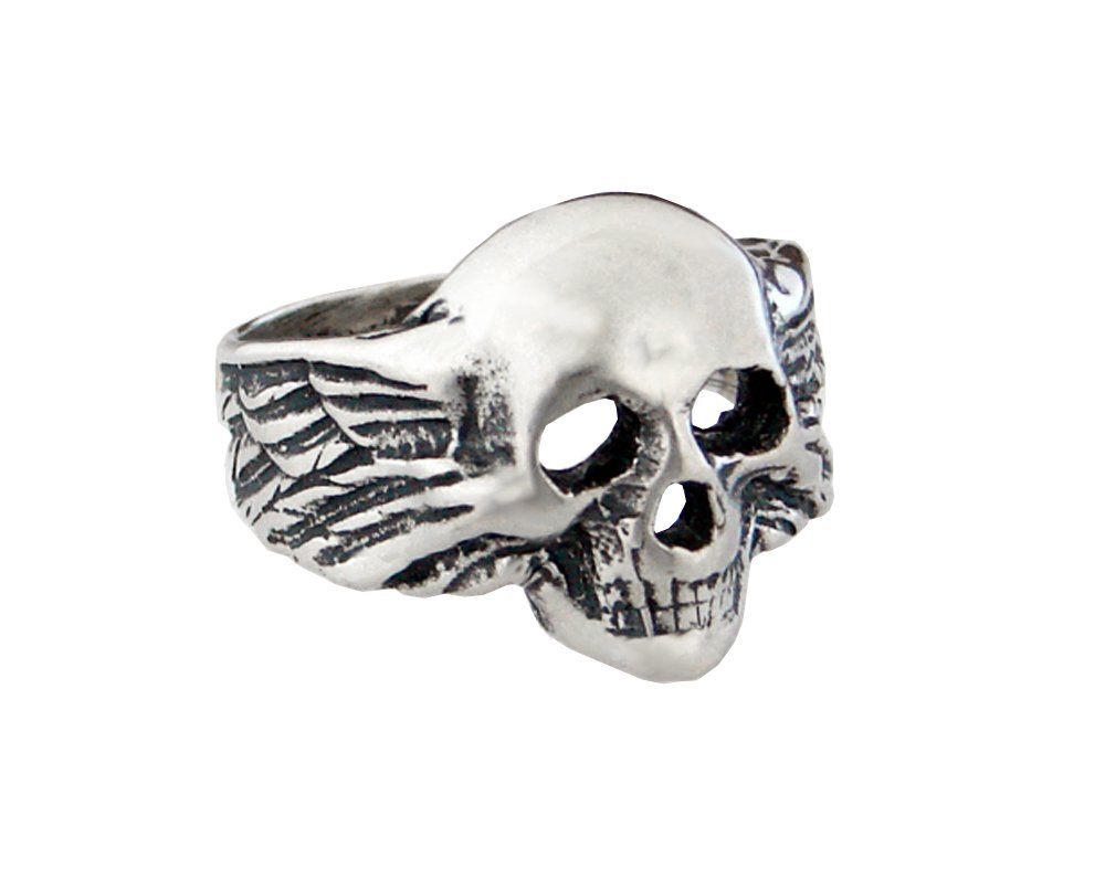 Handcrafted Sterling Silver Skull with Wings Ring - Gothic Jewelry for Men & Women - Perfect for Halloween, Punk Fashion & Gift Giving | Made in USA