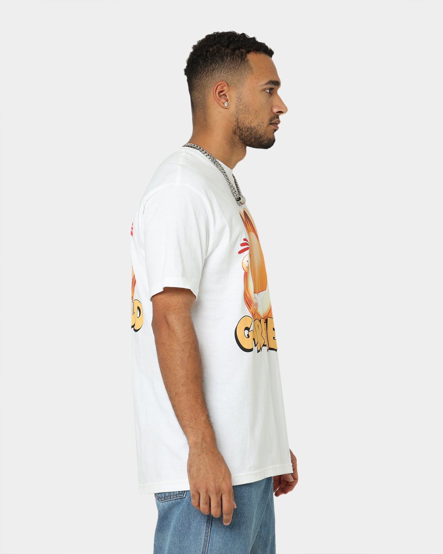 Vintage American Thrift X Garfield Graphic T-Shirt - White Cotton Tee for Men & Women | Casual Wear, Cosplay & Pop Culture Fashion