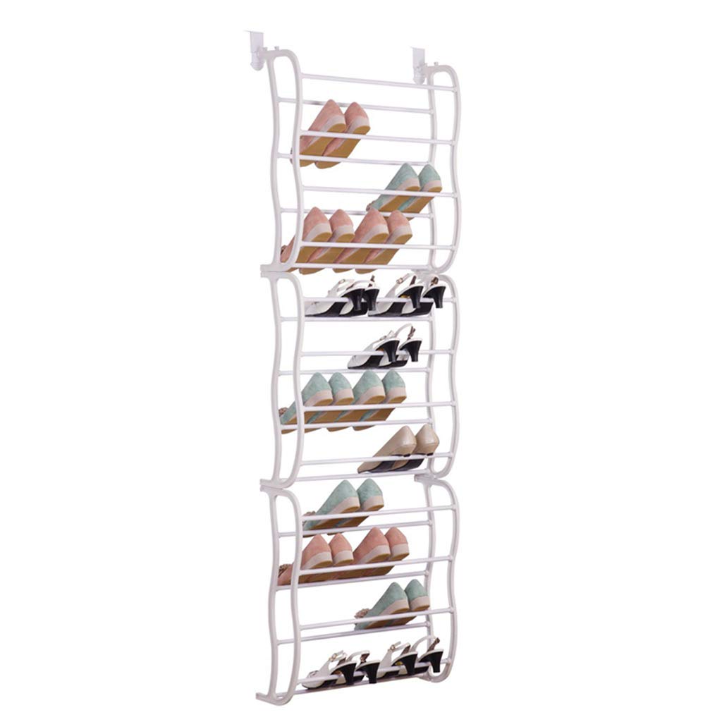 FABAX Over The Door Hanging Shoe Organizer - White PP Plastic Spray Iron Shoe Rack for Entryway, Closet & Bedroom Storage (57x19x185cm) - Space Saving Shoe Holder for Small Spaces & Apartment Living