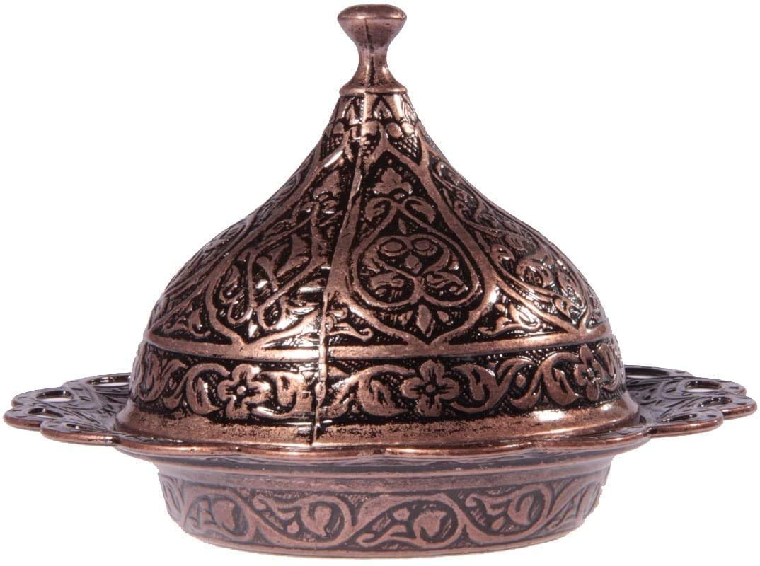 Premium 6-Piece Turkish Coffee Cup Set with Saucers & Lids - Ottoman Tulip Design (Copper/Lale/Multi-Color) - Perfect for Home Brewing, Gift Giving & Traditional Coffee Ceremonies