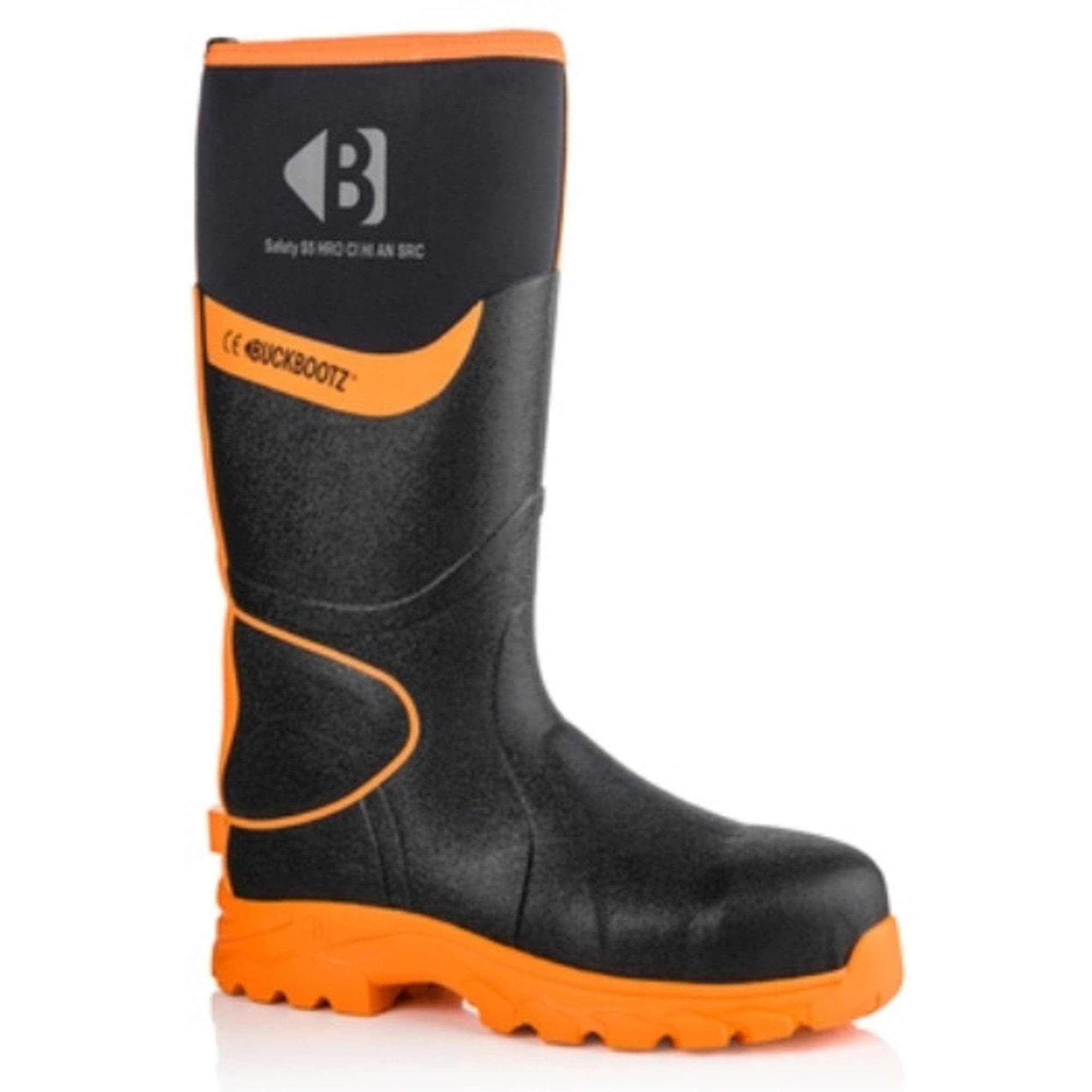 Buckbootz BBZ6000BK Black Waterproof Safety Wellington Boots for Men & Women - Heavy Duty Work Boots for Construction, Farming, and Outdoor Activities