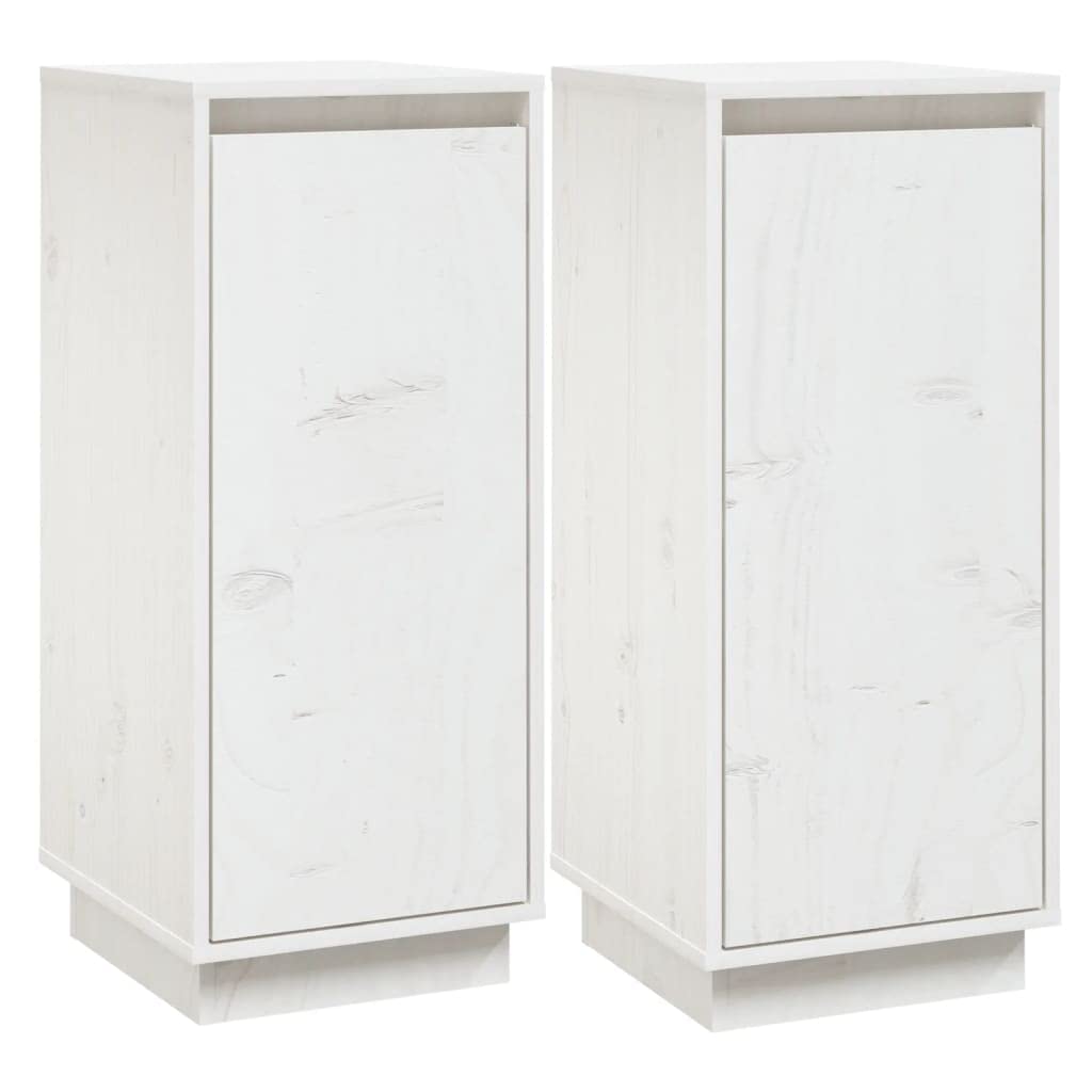 vidaXL 2-Piece Modern Sideboard Set with Storage - White Solid Pine Wood Buffet Cabinet, Coffee Bar Console Table for Kitchen, Dining Room, Living Room & Hallway - Perfect for Entertaining & Home Organization