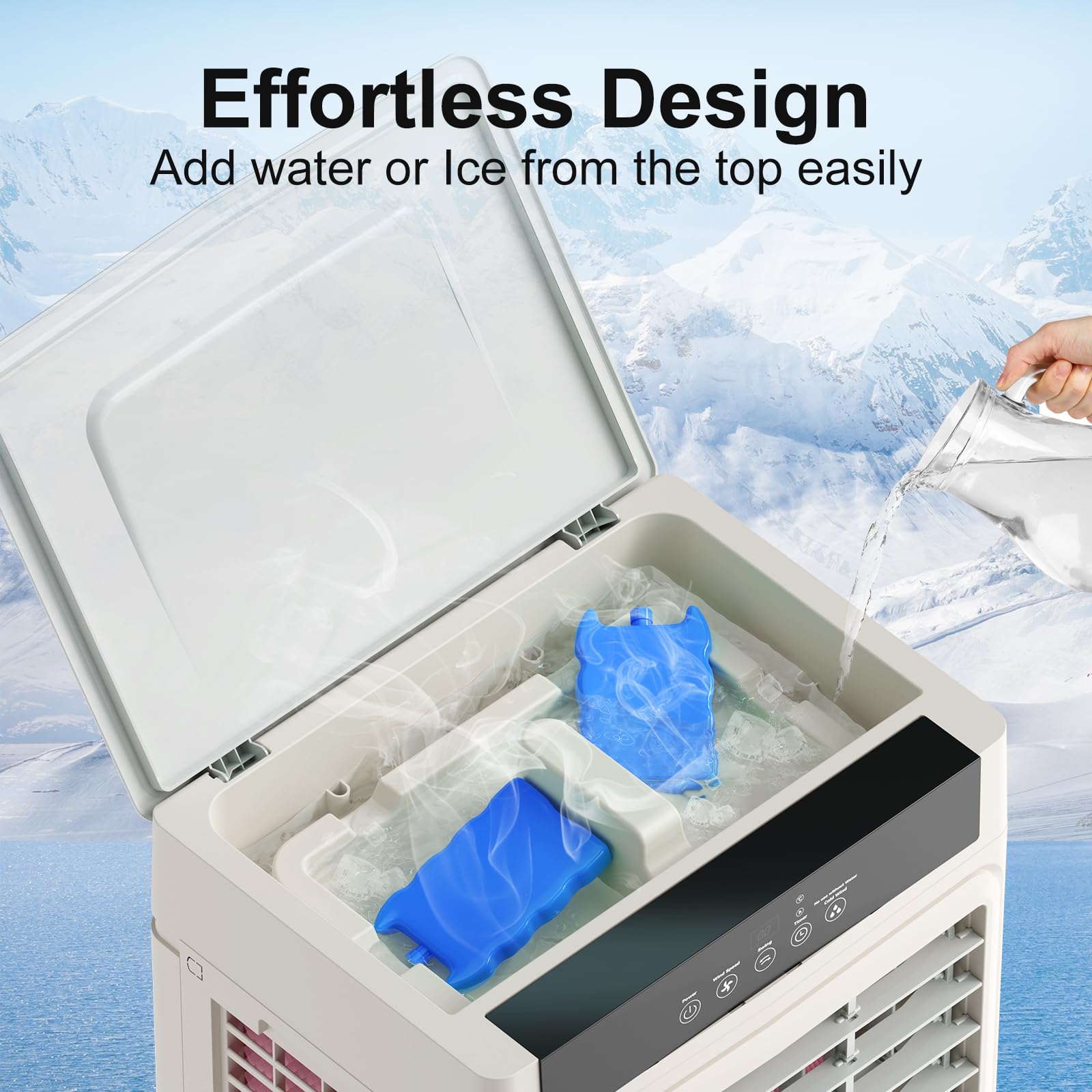 3500CFM Evaporative Air Cooler with 5.3 Gallon Water Tank - 100° Oscillation, 24H Timer, 3 Speeds & Modes, 4 Ice Packs - Portable Swamp Cooler with Remote for Room, Outdoor, Garage, Patio - Energy Efficient Cooling Solution for Home & Office Use