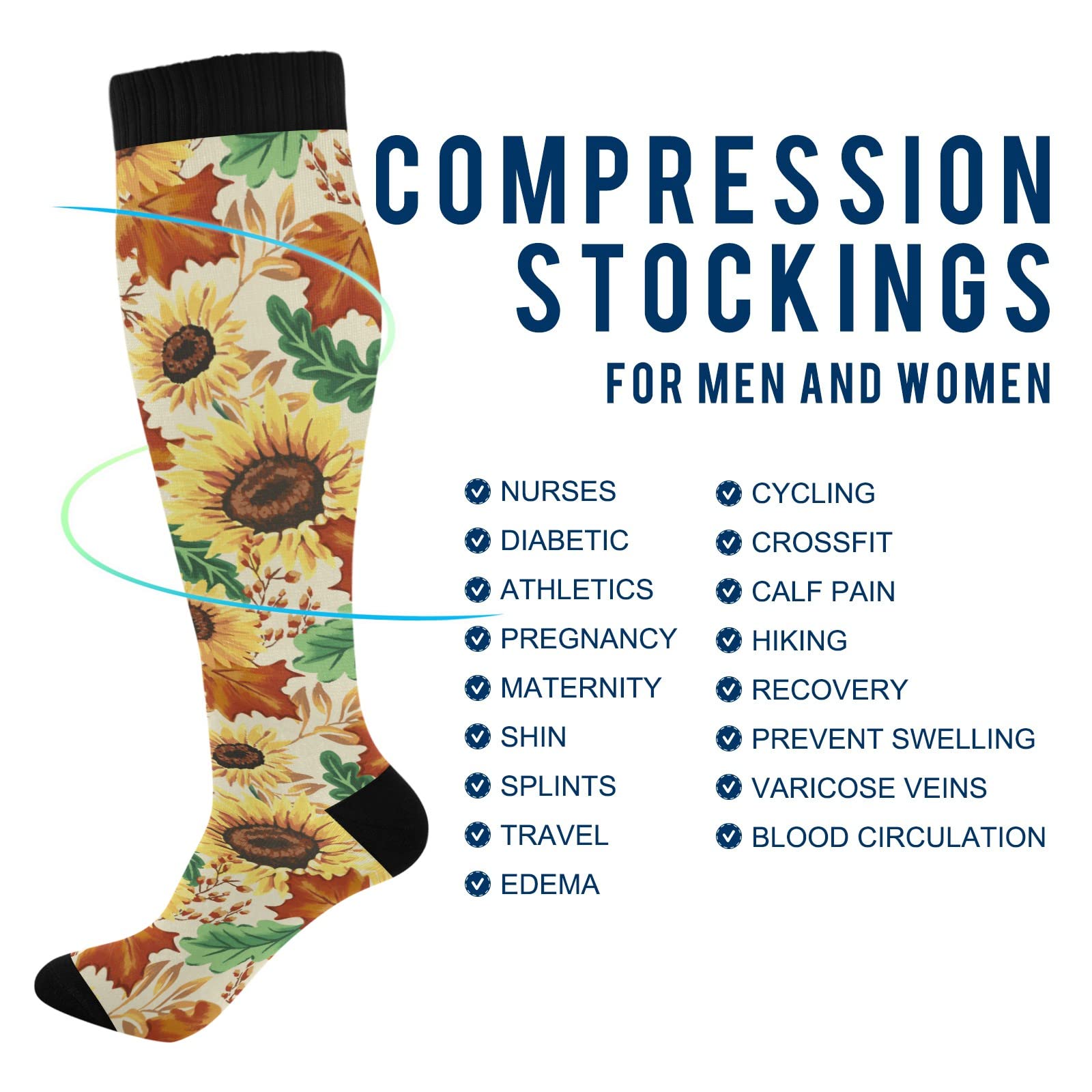 JUNZAN Christmas Dachshund Compression Socks for Women & Men - Circulation Support Socks for Running, Cycling, Nursing - Perfect for Holiday Gifts & Athletic Performance