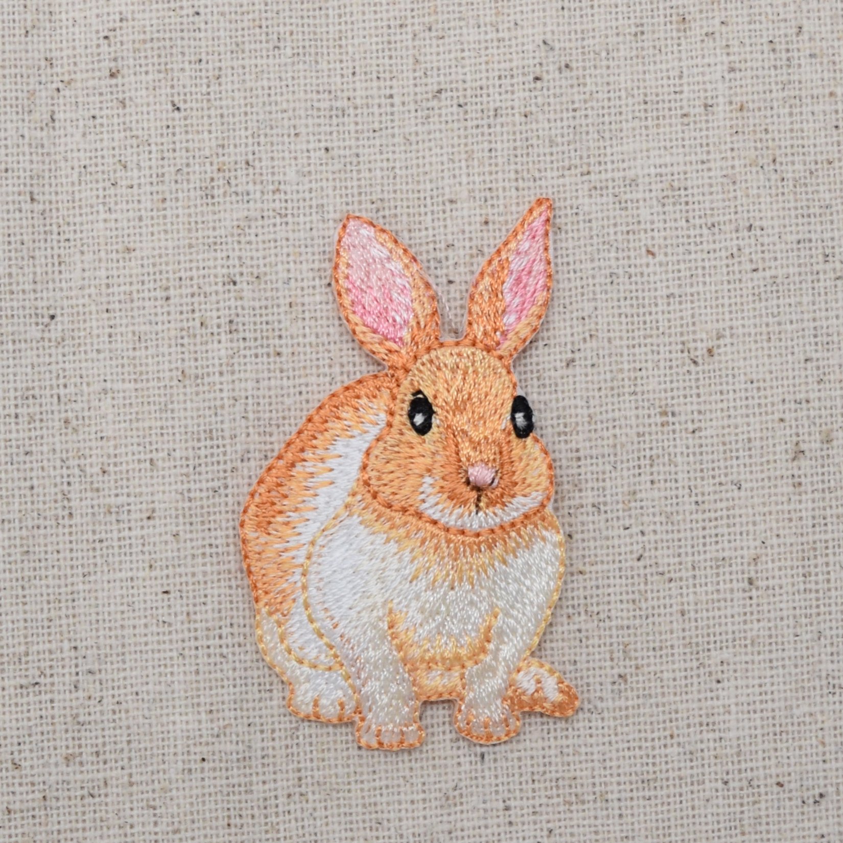 Bunny Rabbit Iron On Patch - Natural Beige/Cream Animal Embroidery for DIY Crafts, Jackets, Backpacks & Costume Design