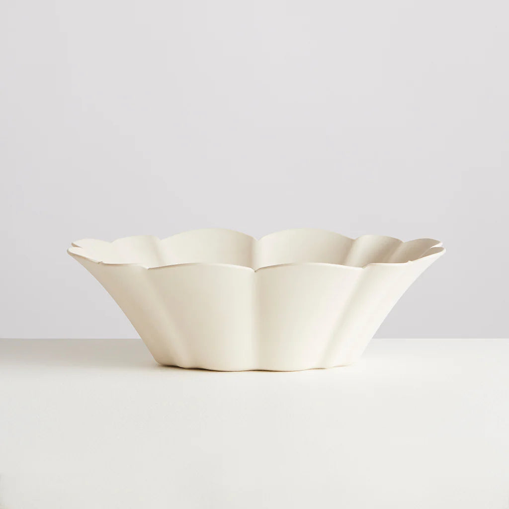 MAISON BALZAC Cloud Serving Basket/Bowl - Elegant Ivory Handwoven Rattan Fruit Bowl for Dining & Entertaining | Perfect for Parties, Picnics & Home Decor